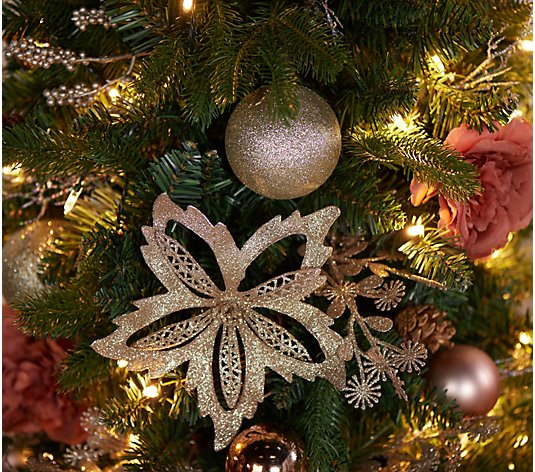 Casa Zeta-Jones 7.5' Decorated Prelit Tree w/ Ornaments and Picks