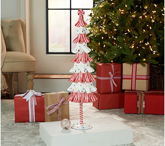 26" Peppermint Ribbon Tree with Sprinkles by Valerie