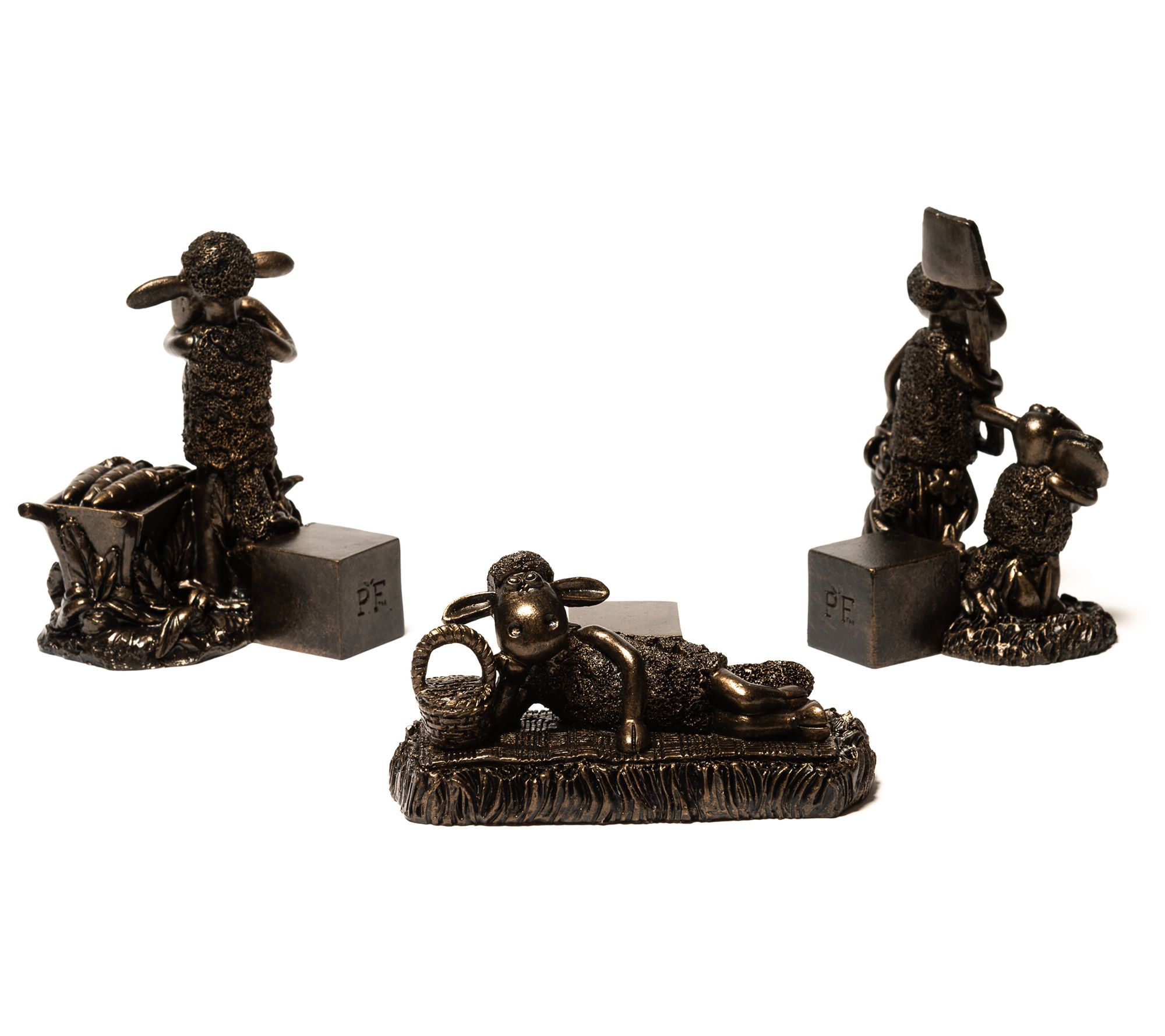 Potty Feet S/3 Antique Bronze Shaun The Sheep