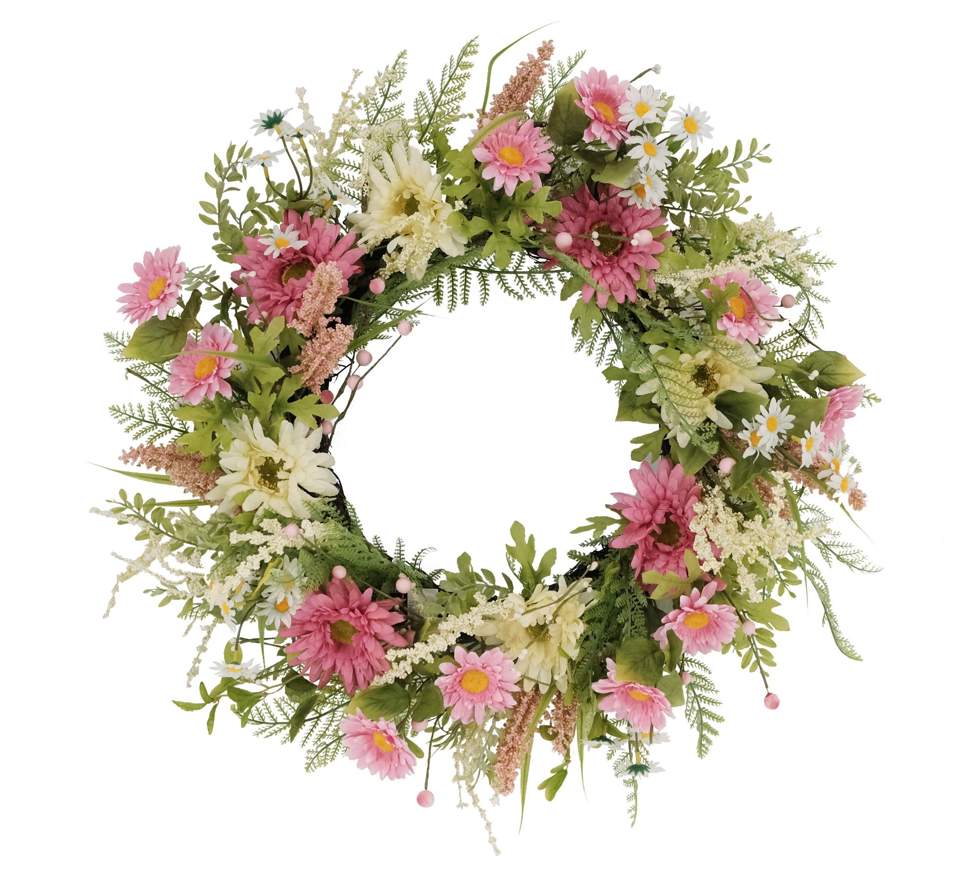 Puleo International 24" Chrysanthemum/Daisy Spr ing Wreath