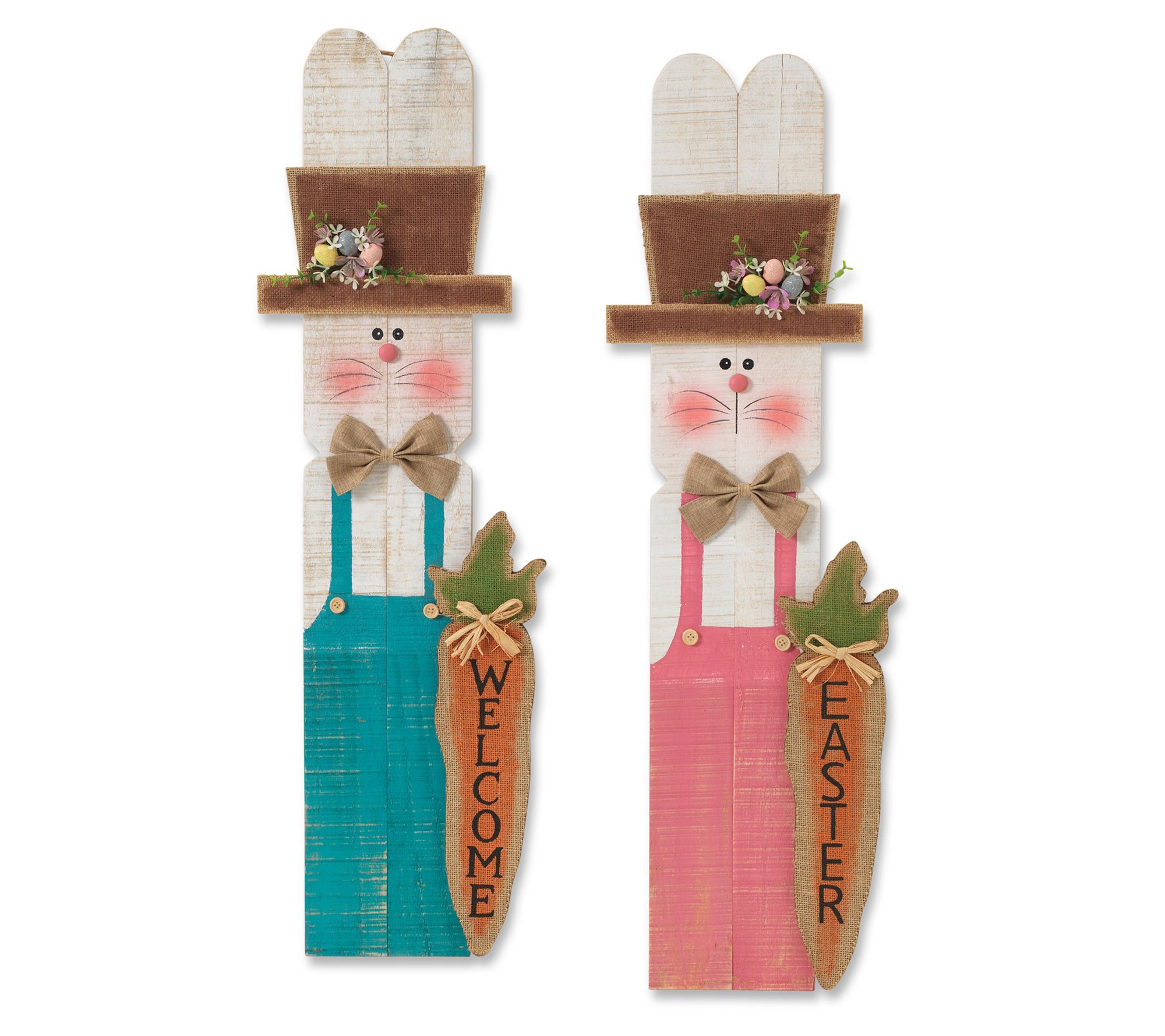 S/2 34.6"H Wood Bunny with Easel Stands by Gerson Co