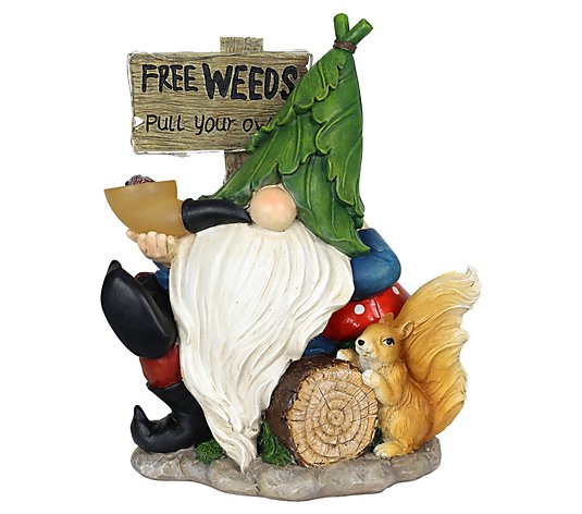 Exhart Solar Free Weeds Gnome Statue