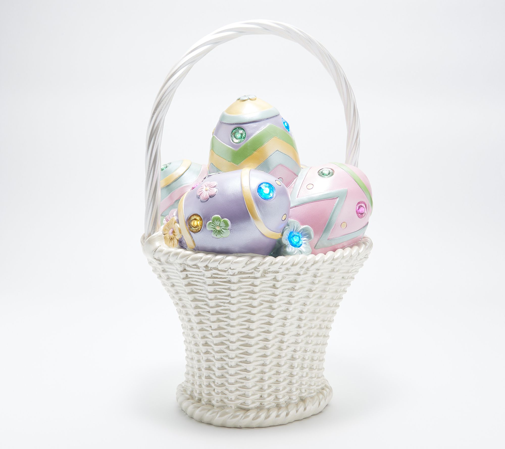 "As Is" Willow Manor 17" Resin Illuminated Basket with Eggs