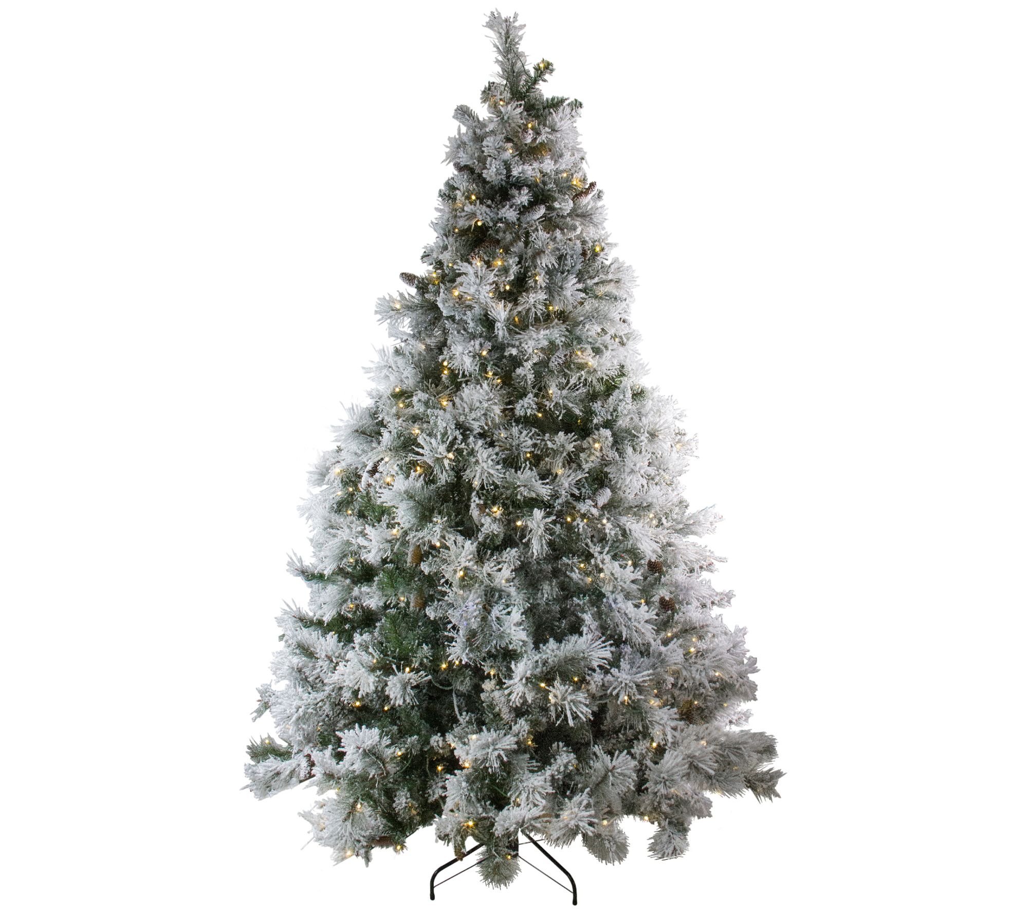 Northlight 7.5' Lit Flocked Victoria Pine Xmas Tree Multicolor - QVC.com