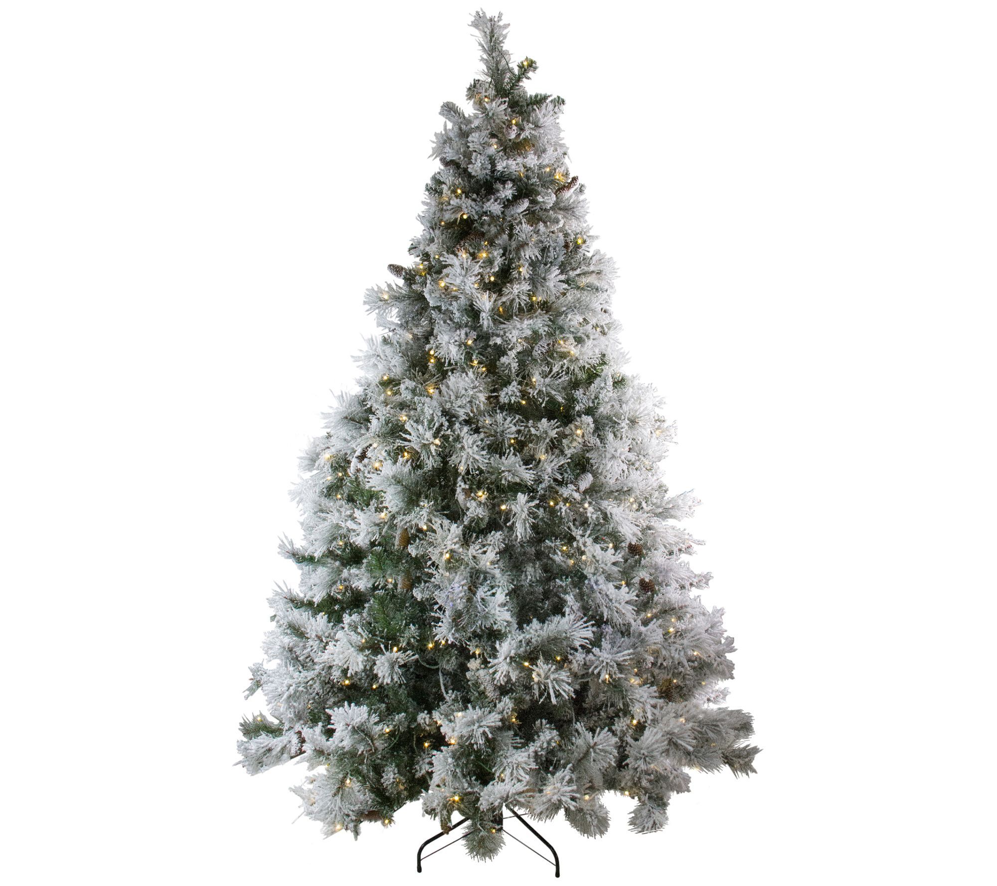 Northlight 7.5' Lit Flocked Victoria Pine Xmas Tree Multicolor