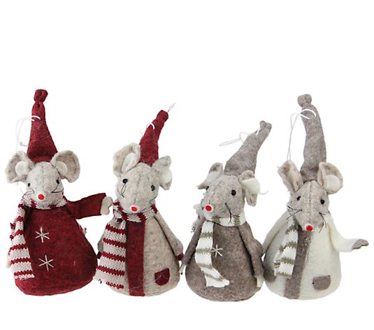 Set of 4 Northlight Chubby Christmas Mice Figures