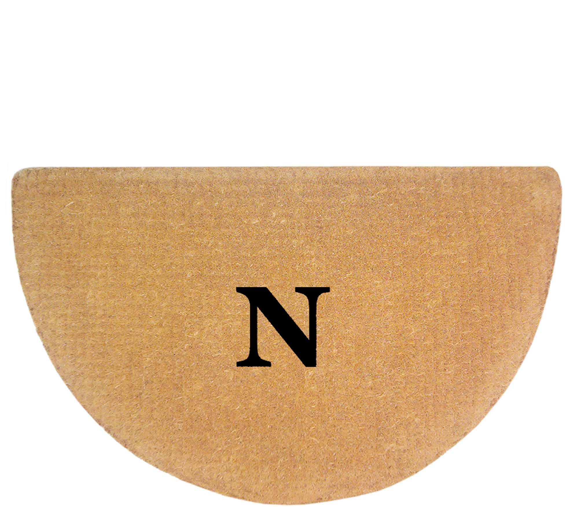 Nedia Home Monogrammed 22" x 36" Half-Round Hea vy-Duty Doormat