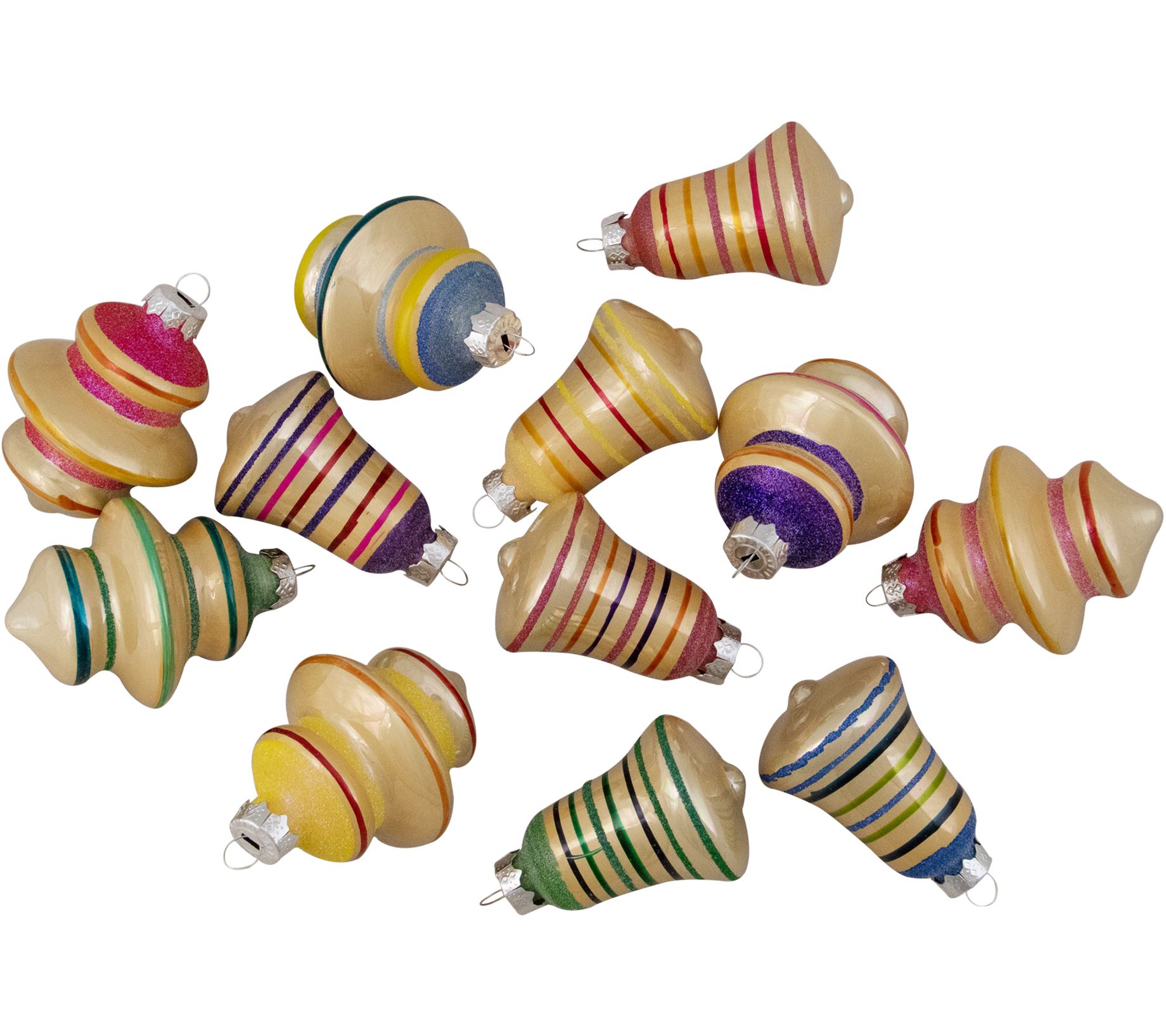 Northlight Glass Finial & Bell Ornaments - Setof 12
