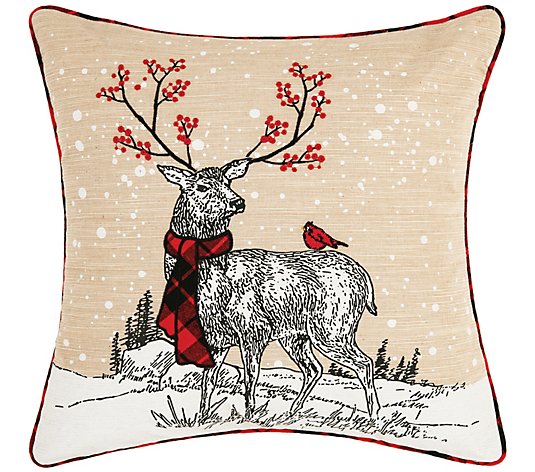 C&F Home 18" x 18" Deer Embroidered and Printed Throw Pillow