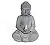 LuxenHome Gray MgO Meditating Buddha Statue with Solar Light