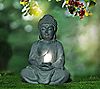 LuxenHome Gray MgO Meditating Buddha Statue with Solar Light, 1 of 7