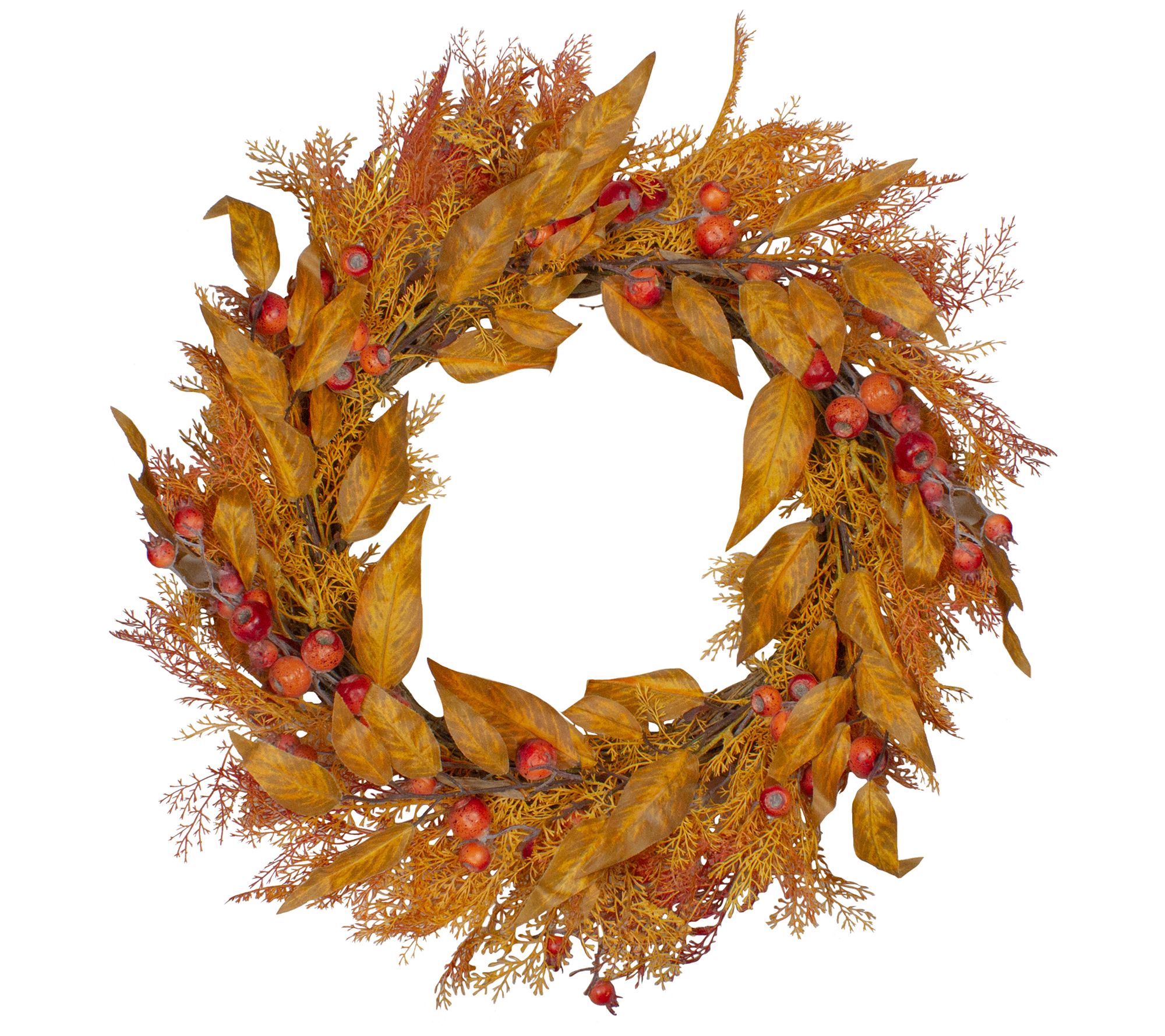 Northlight Berry & Leaves Fall Harvest Wreath -  24"