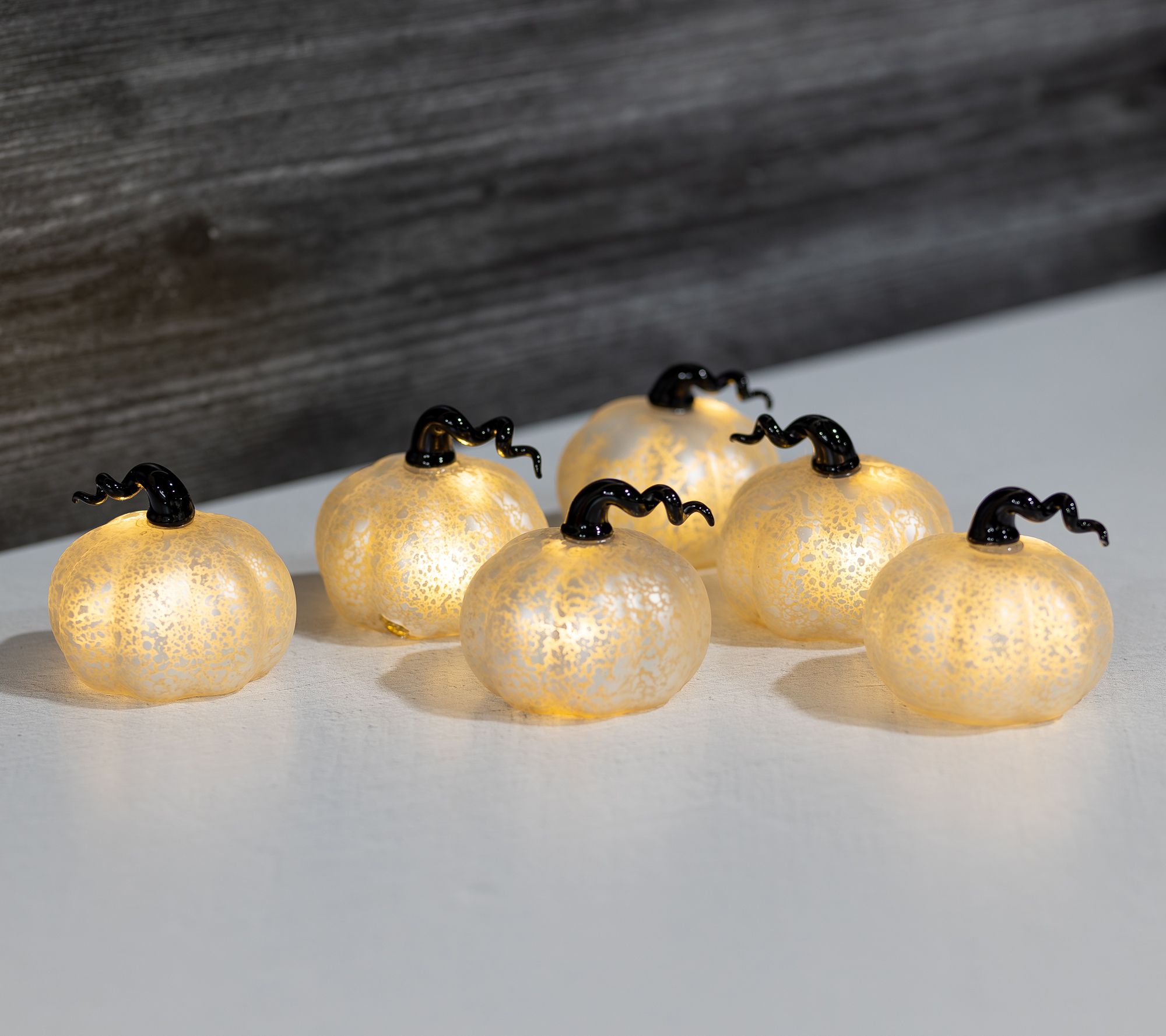 LumaBase Battery-Operated Mercury Glass Pumpkins, 6ct