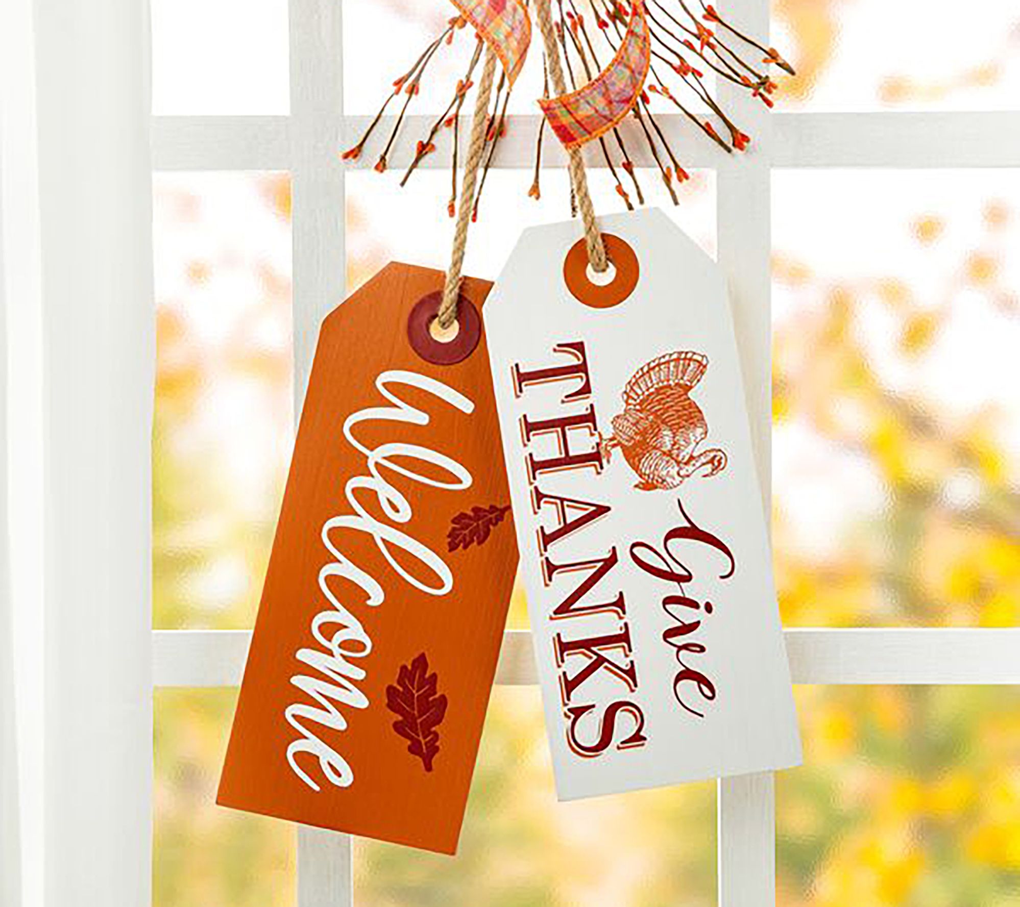 Glitzhome 24"H Thanksgiving Wooden "Give Thanks " Door Hanger