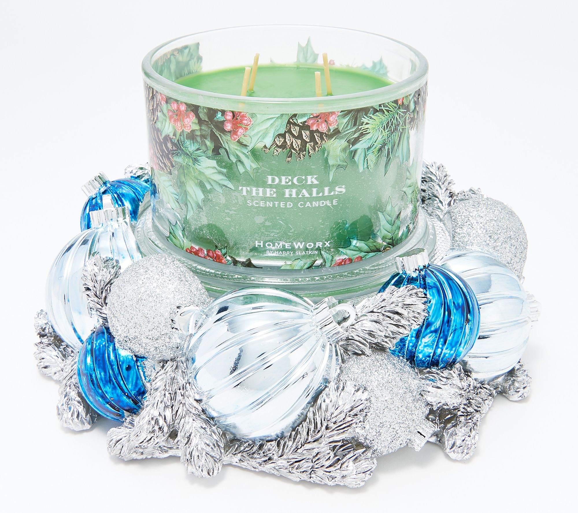 "As Is" HomeWorx by Harry Slatkin Blue Ornament Pedestal Candle