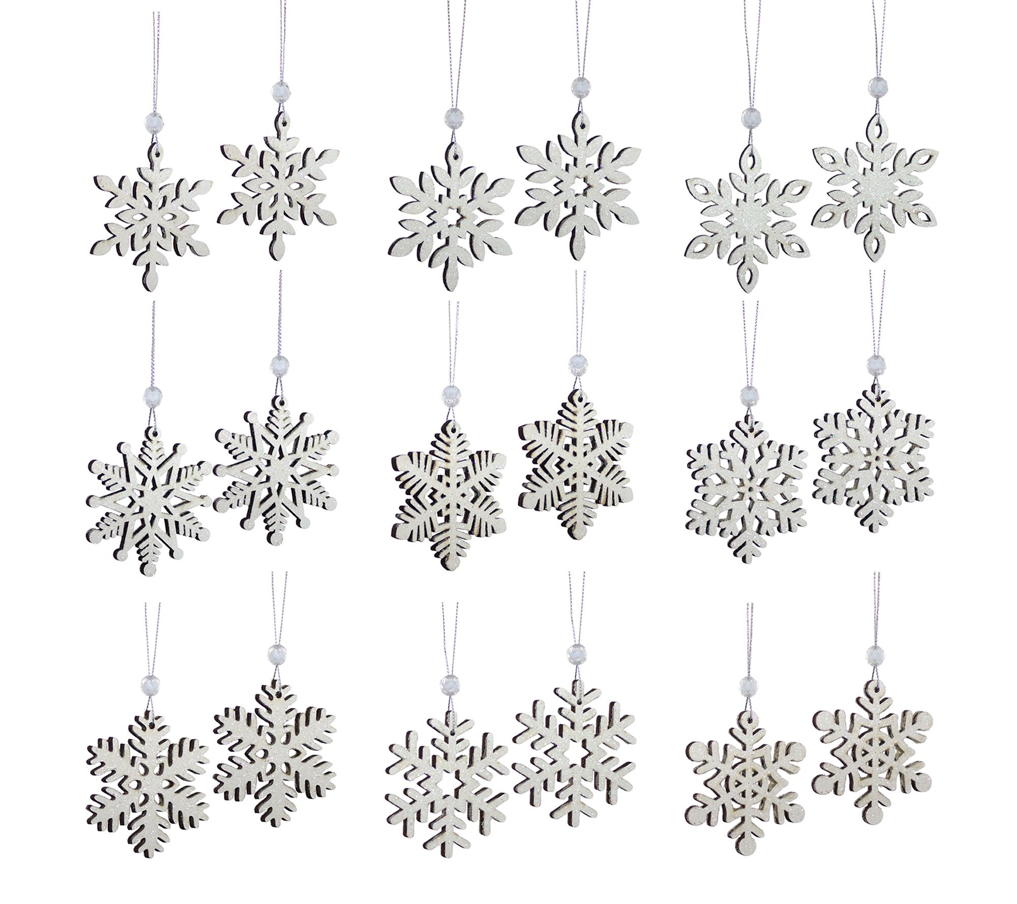 Melrose Wooden Mini Snowflake Ornament (Set of18)