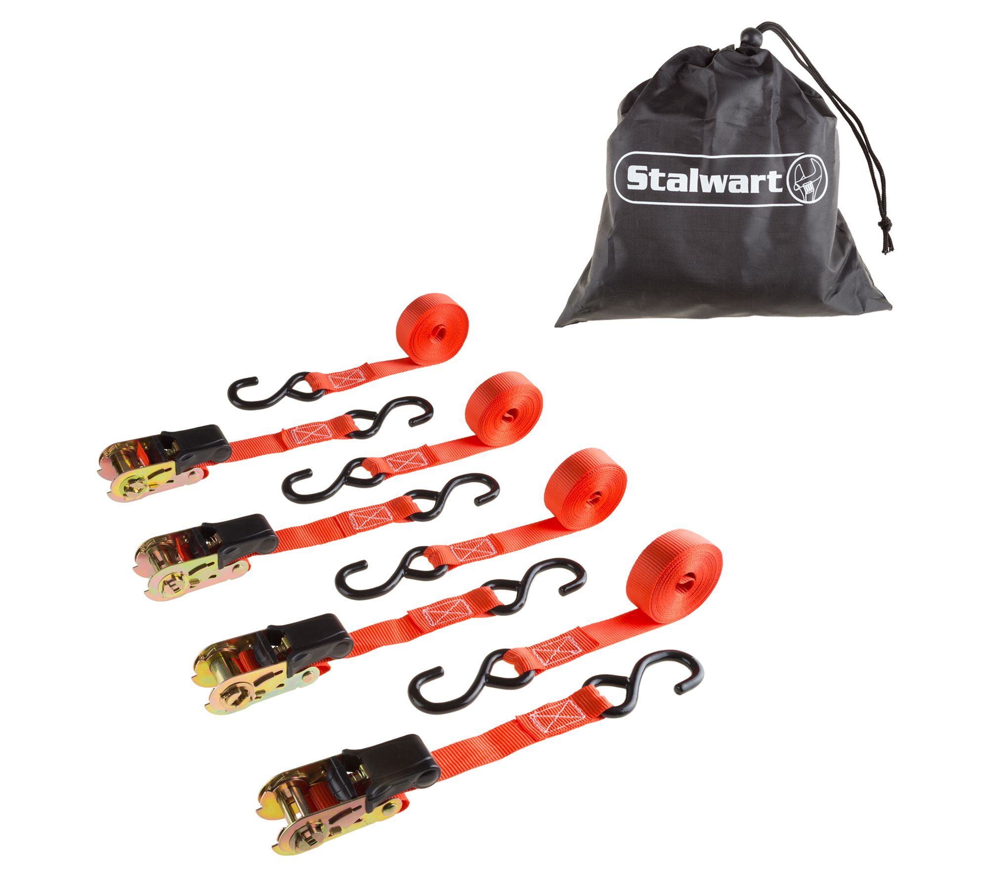 Stalwart 4-PK of 15-Foot Heavy-Duty Ratchet TieDown Straps