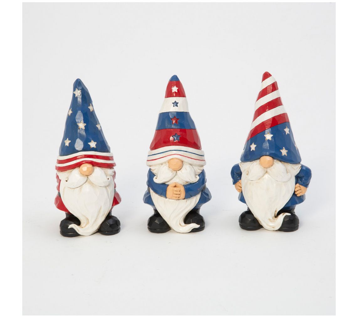 6.3 in. Americana Gnomes Set of 3 by Gerson International - QVC.com