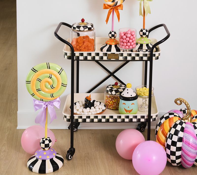 MACKENZIE-CHILDS チェッカーボード ケーキスタンド MacKenzie-Childs | Sterling Check Three Tier Sweet Stand