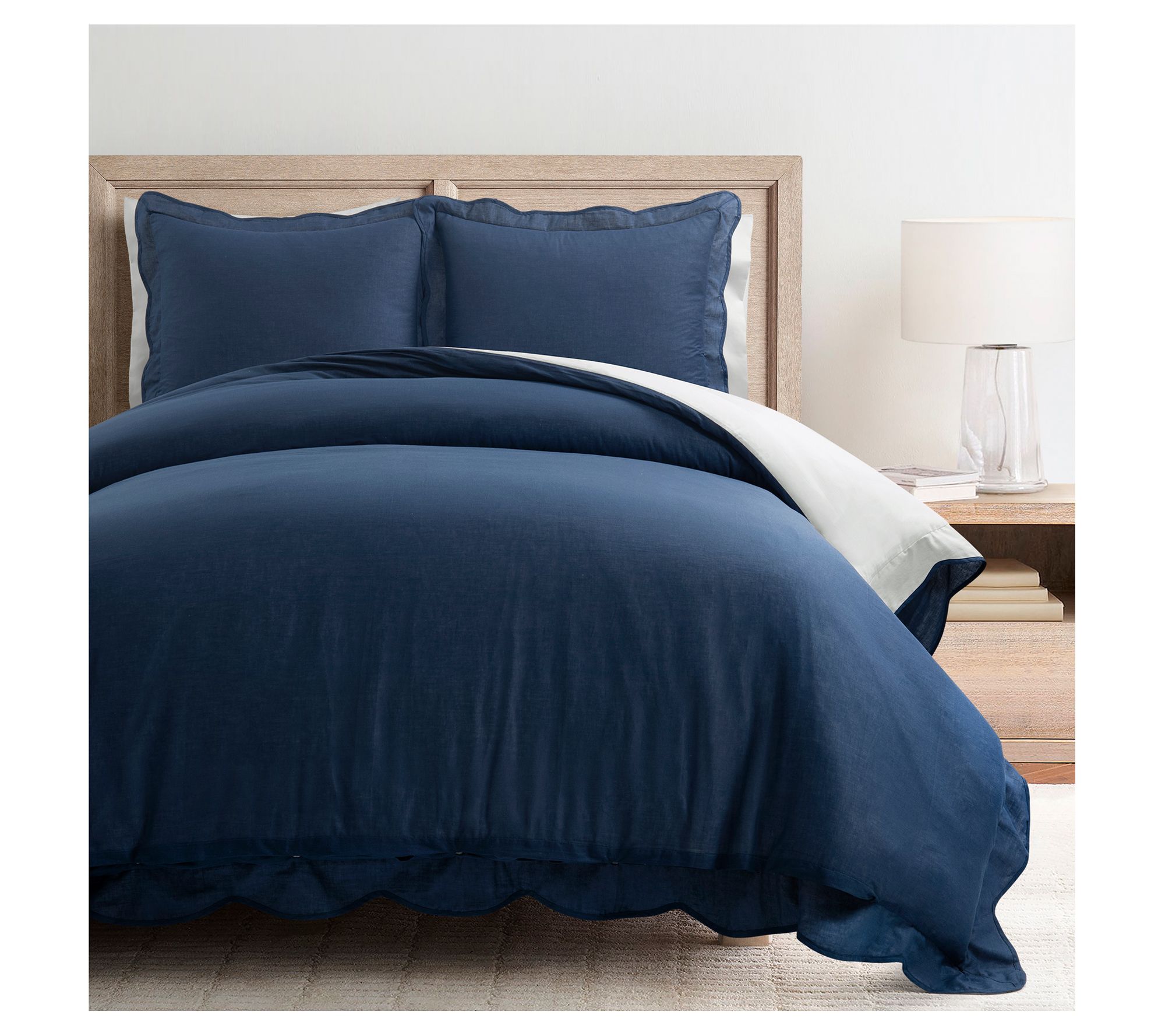 Lush Decor Coas tal Chic Scallo p Edge Duvet Co ver 3pc Set- Ki