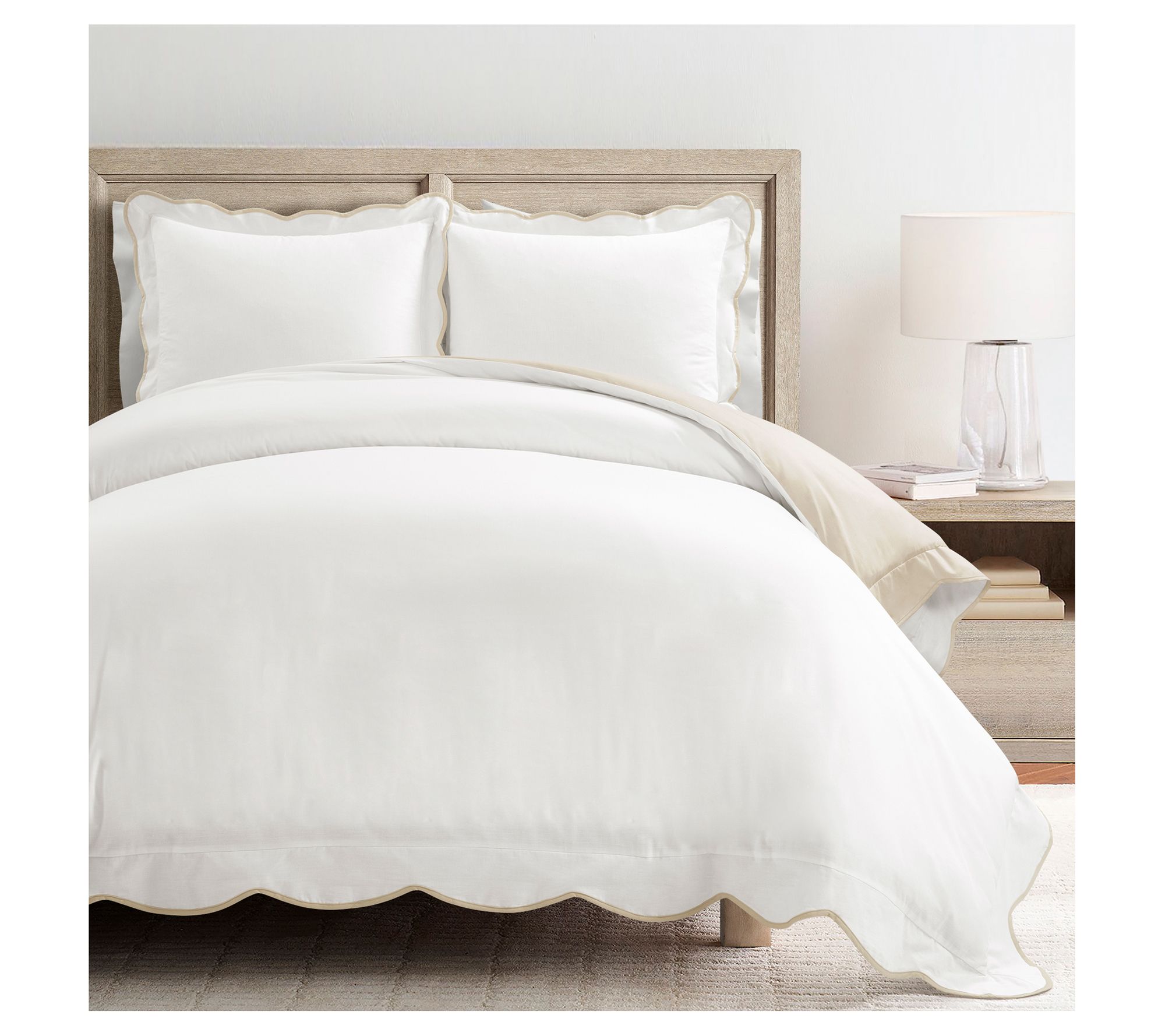 Lush Decor Coas tal Chic Scallo p Edge Duvet Co ver 3pc Set- Ki
