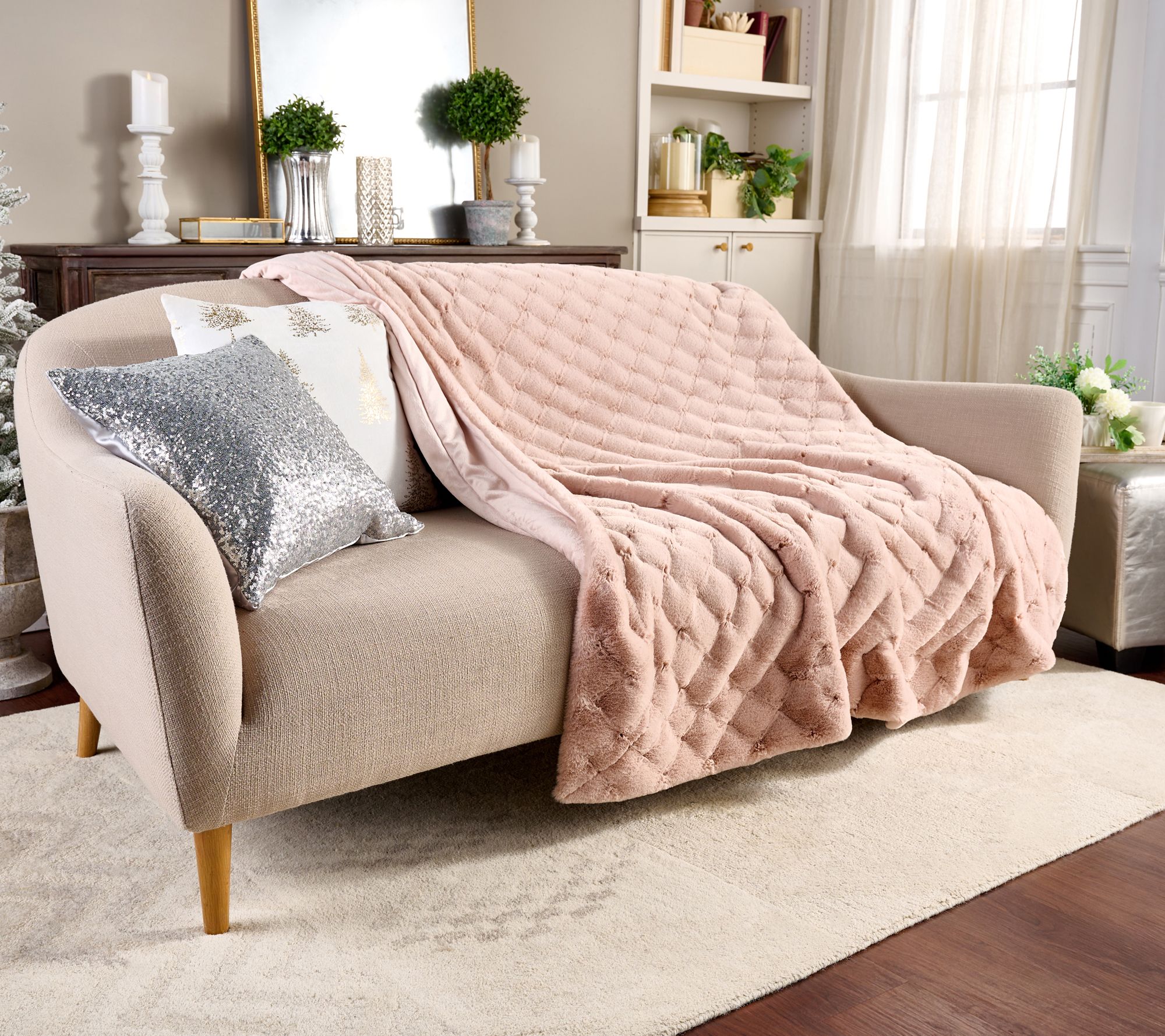 Hotel du Cobb Quilted Faux Fur Throw by Dennis Basso