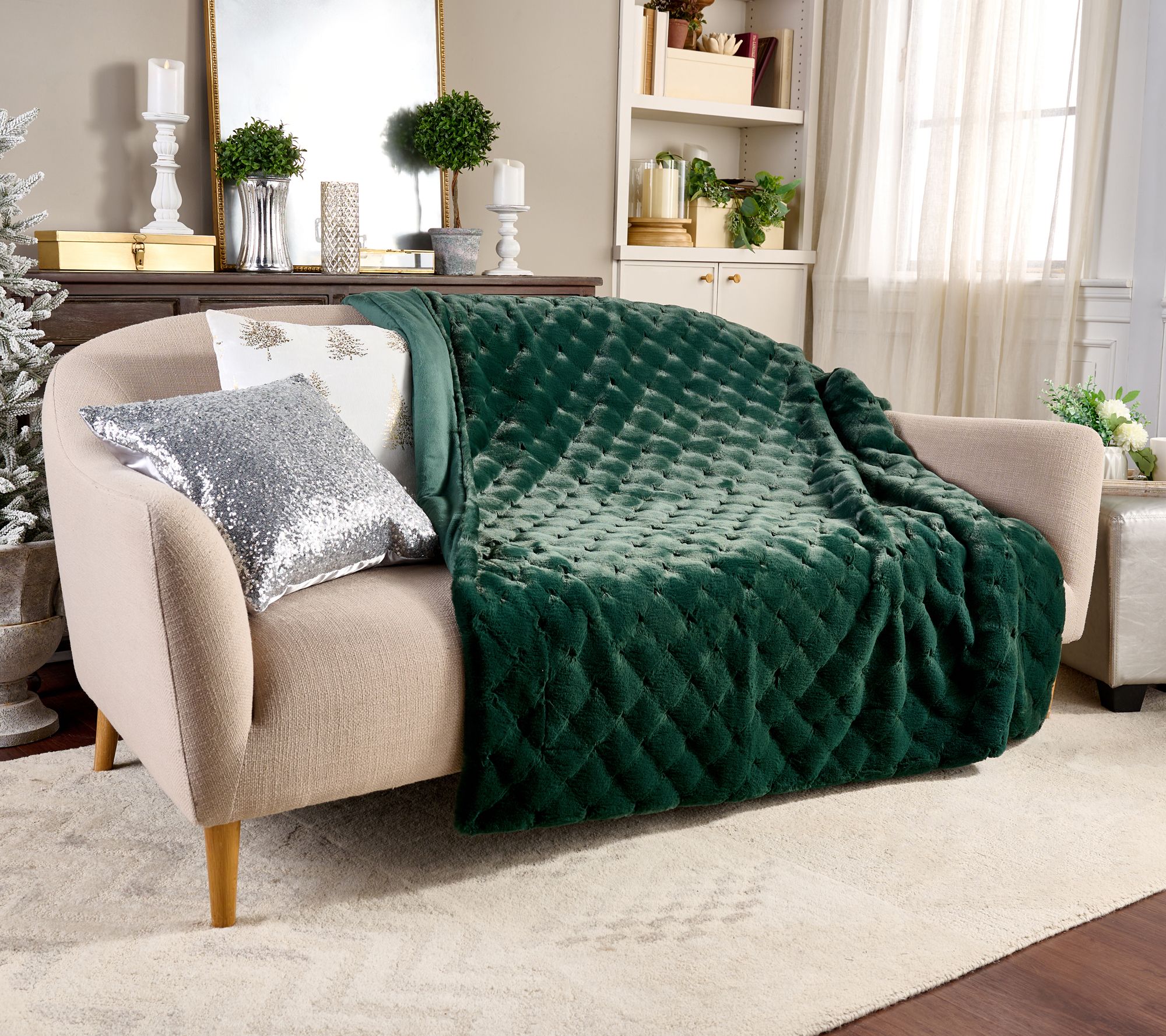 Hotel du Cobb Quilted Faux Fur Throw by Dennis Basso