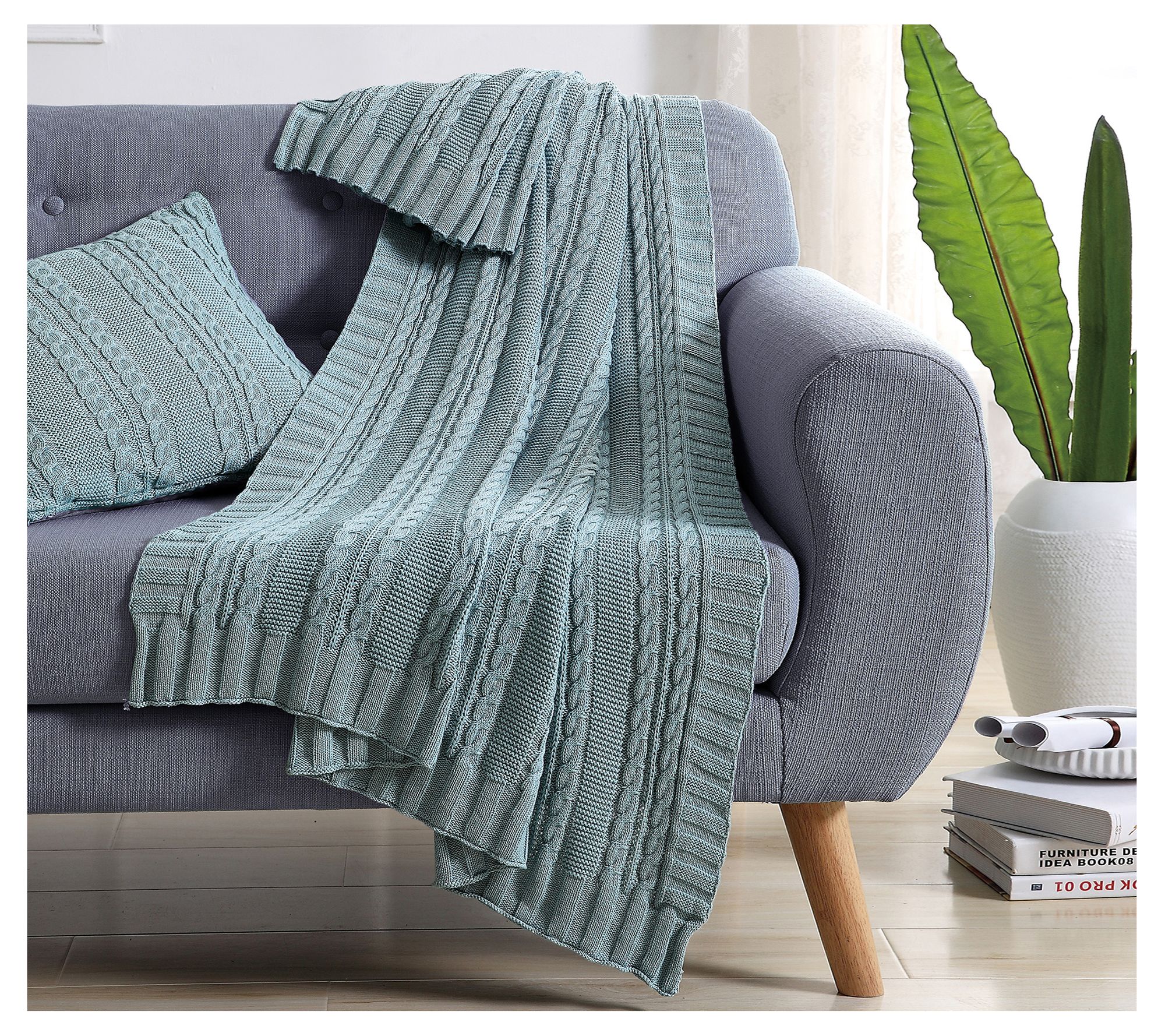 VCNY Home Dublin Cable Knit Throw Blanket