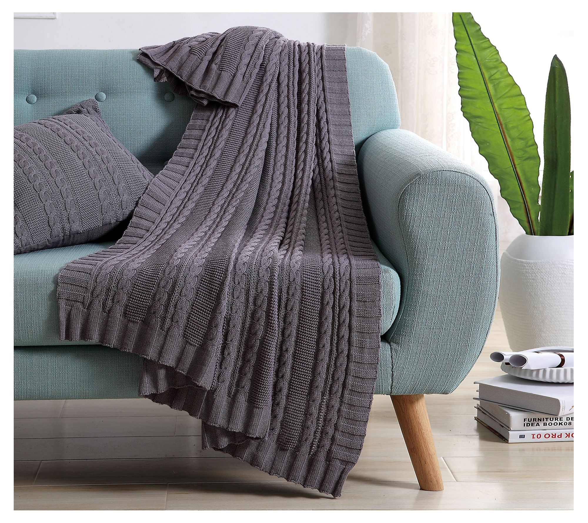 VCNY Home Dublin Cable Knit Throw Blanket