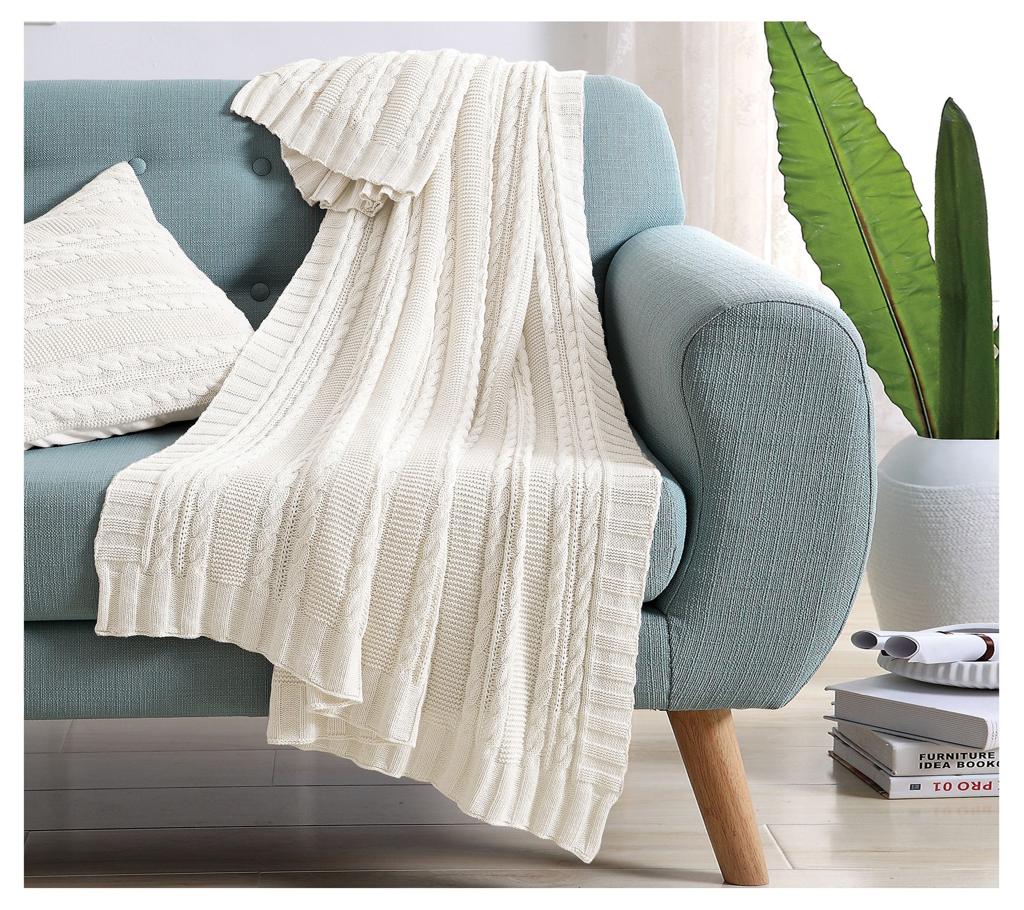 VCNY Home Dublin Cable Knit Throw Blanket