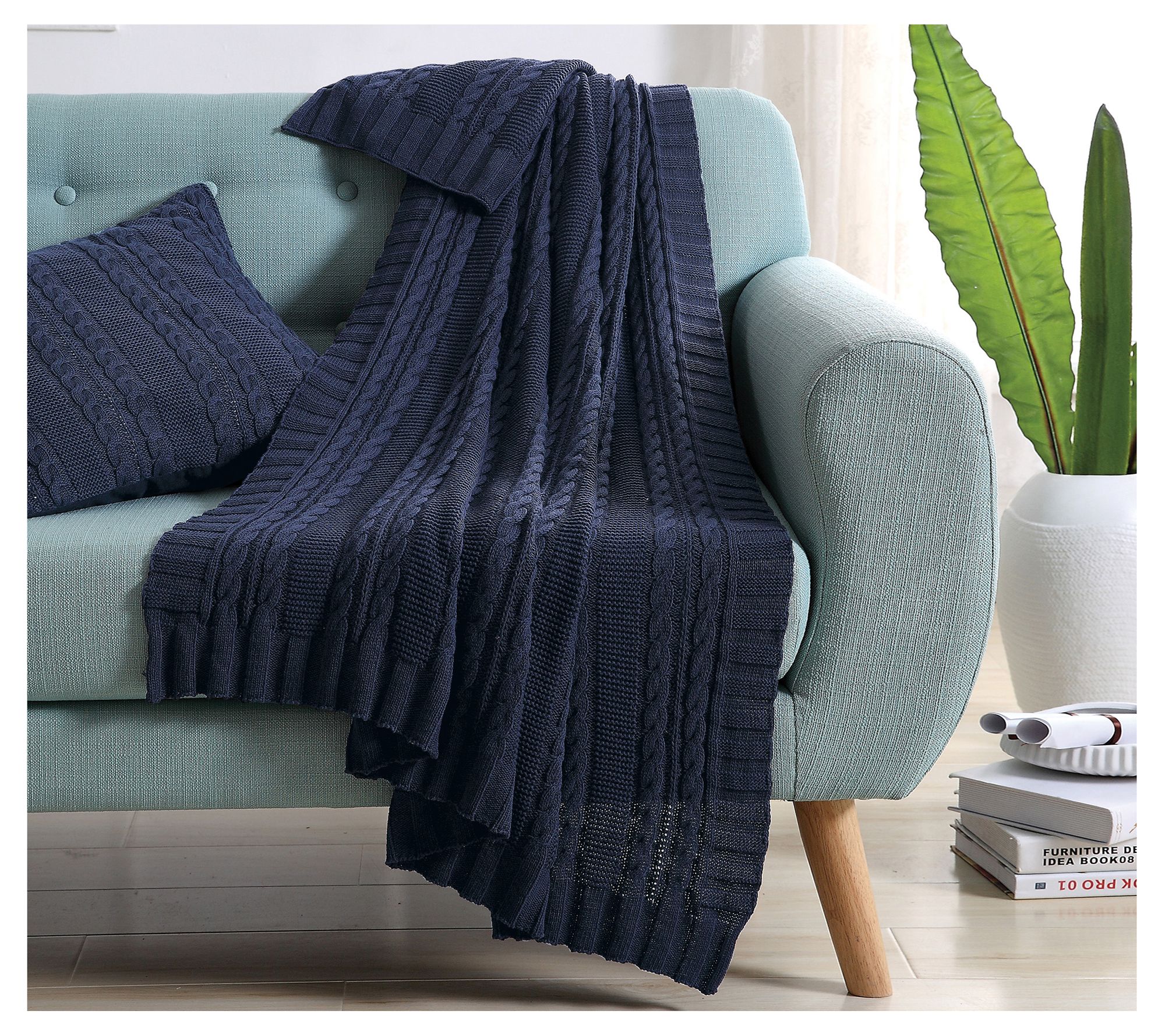 VCNY Home Dublin Cable Knit Throw Blanket