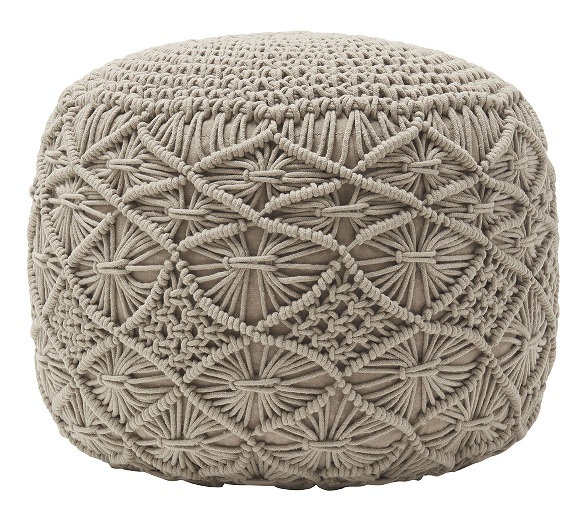 Ornavo Home Macrame Hand Knitted Braid Cord Pouf Ottoman