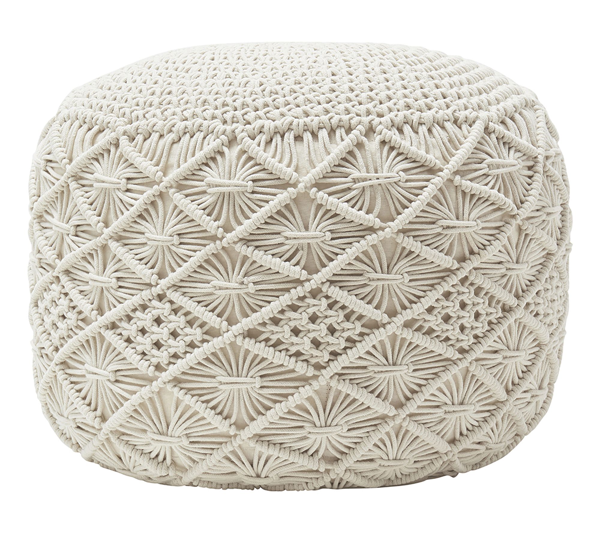 Ornavo Home Macrame Hand Knitted Braid Cord Pouf Ottoman