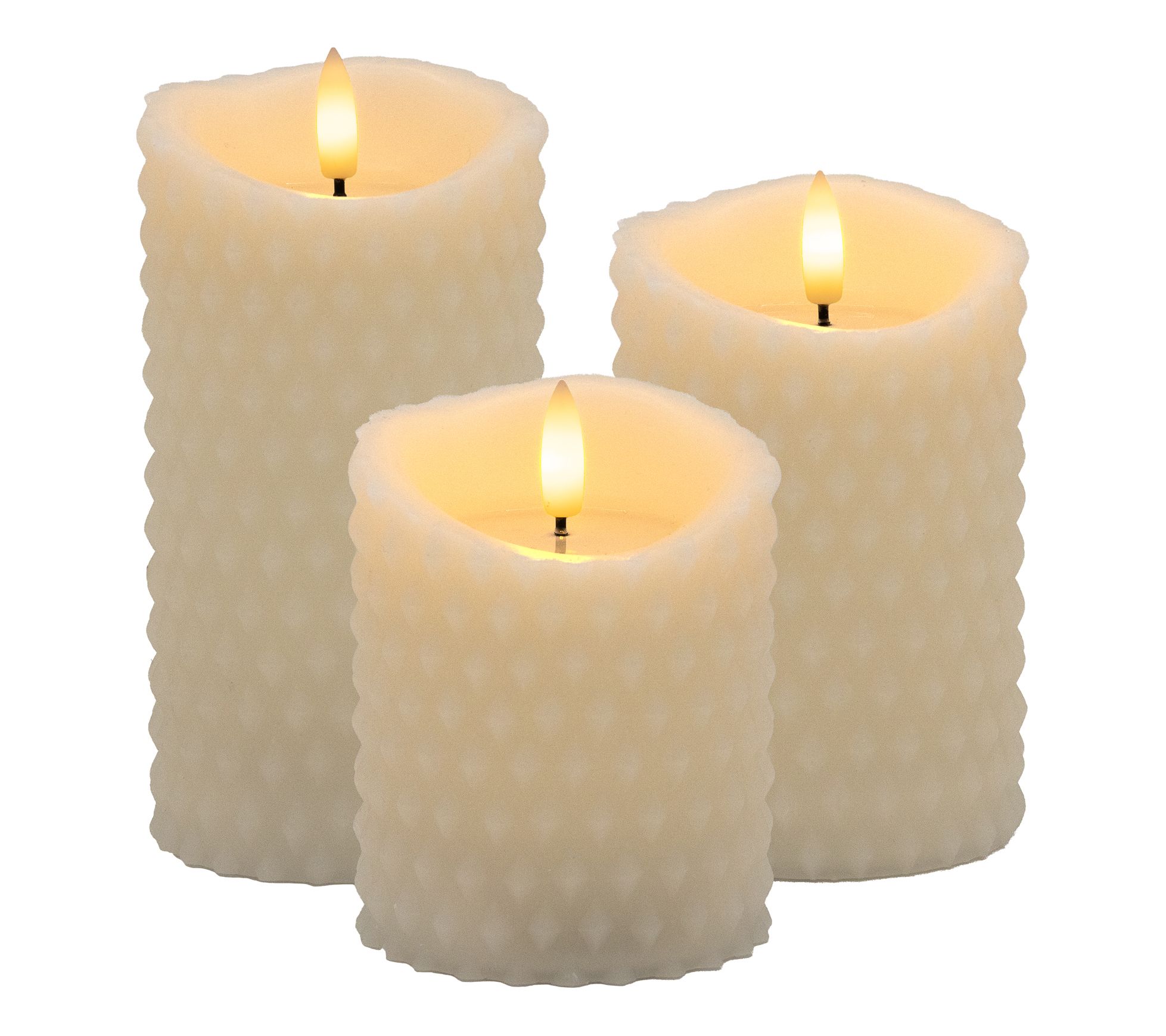 LumaBase Battery Operated Textured Candles- Setof 3
