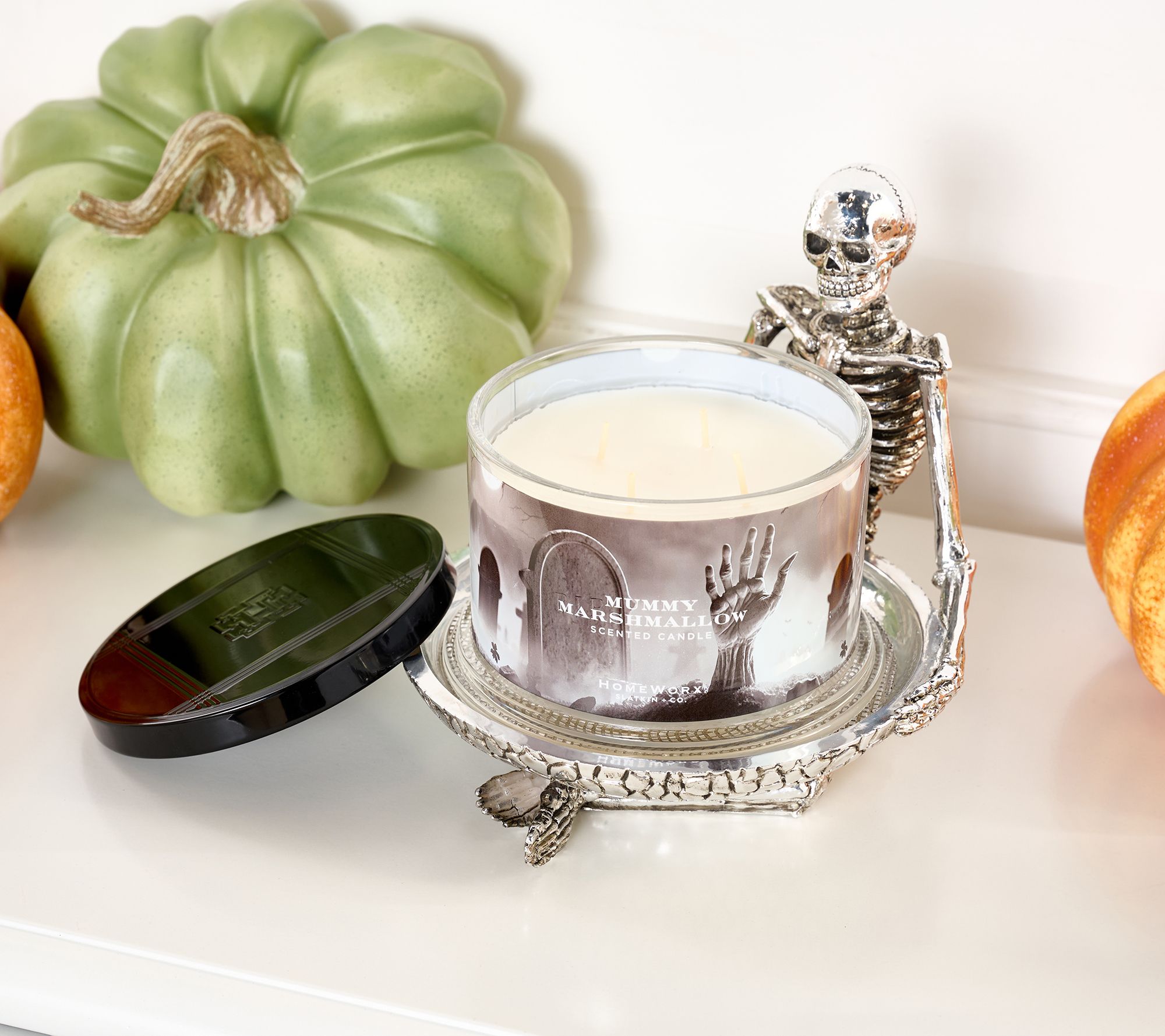 HomeWorx by Slatkin + Co. Skeleton Pedestal w/ 18oz Candle
