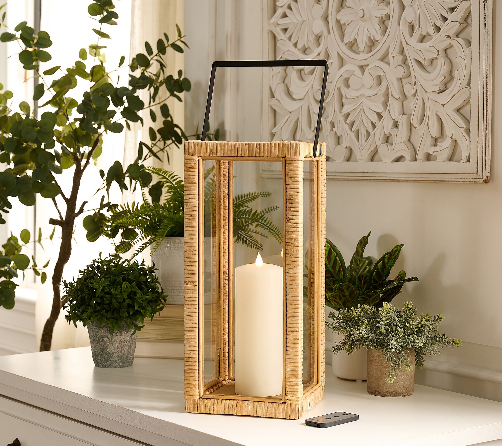 Mrs. H by Dee Hilfiger Large 22" Rattan Lantern with LED Candle