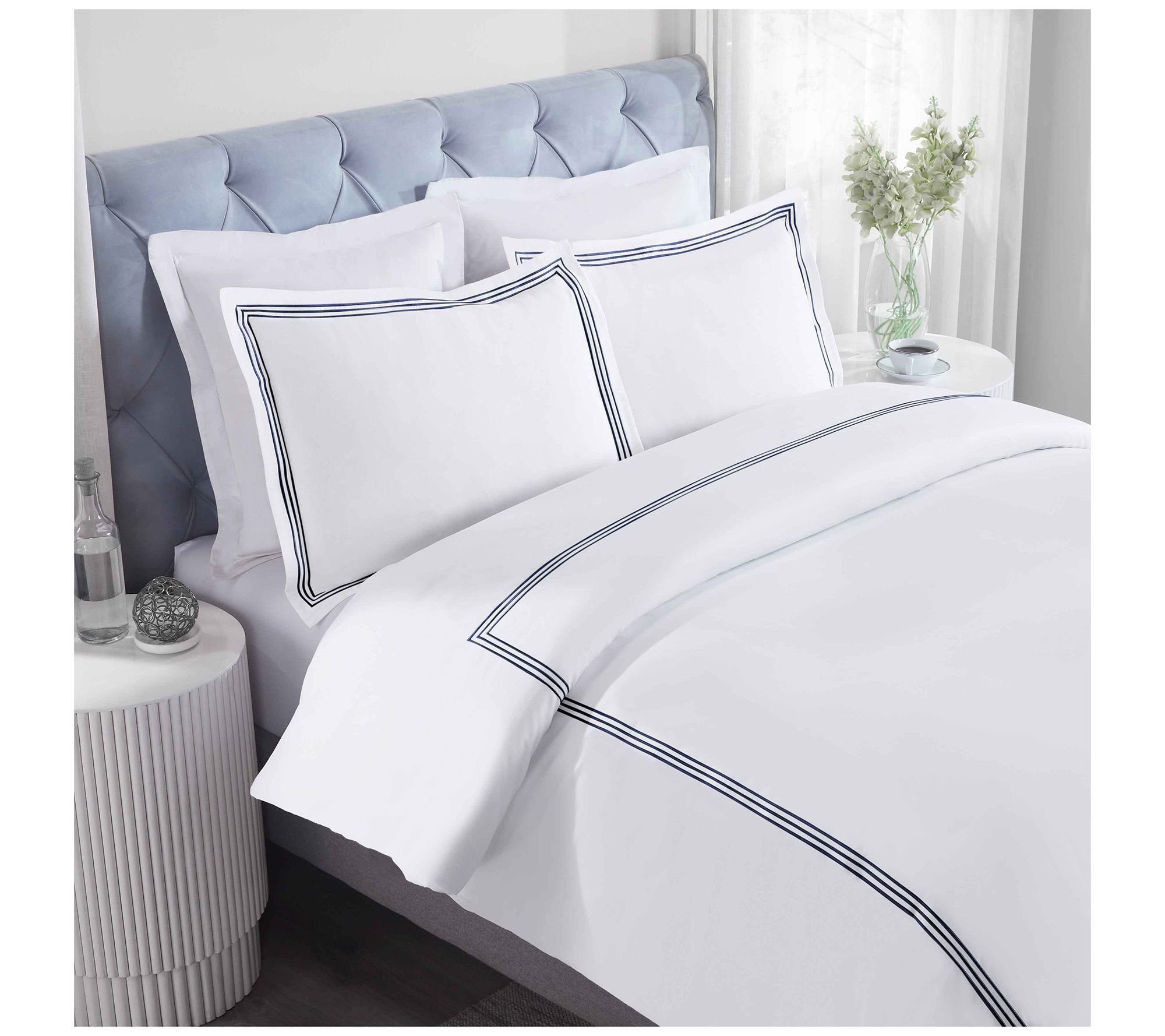 Superior Brandon Cotton Embroidered Duvet Cover Set-KG/Cal.KG