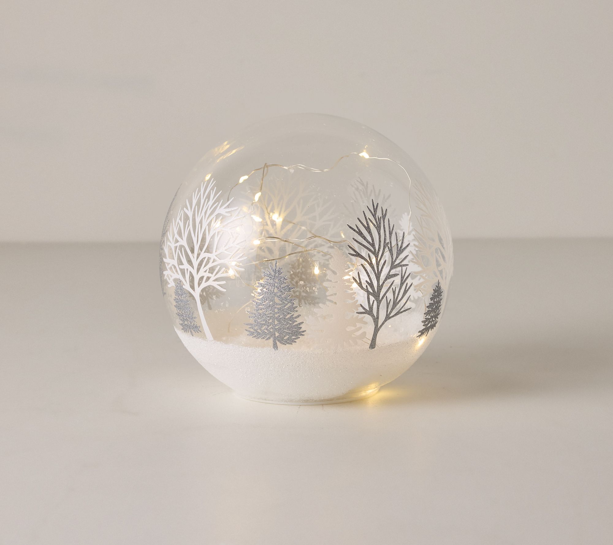 7" Illuminated Snowy Winter Forest Sphere by Valerie