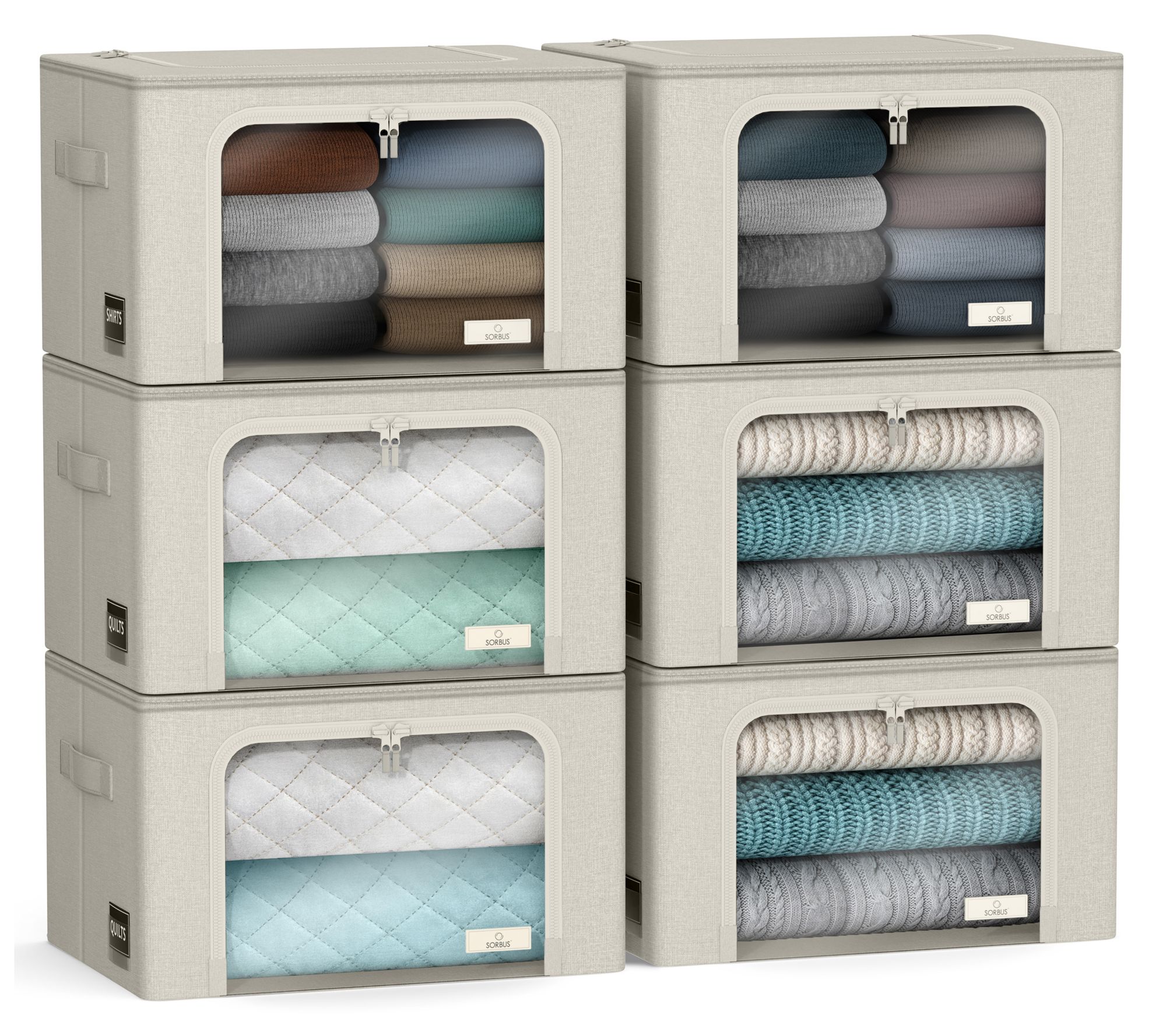Sorbus 6pc Storage Bins with Metal Frame Windowand Handles
