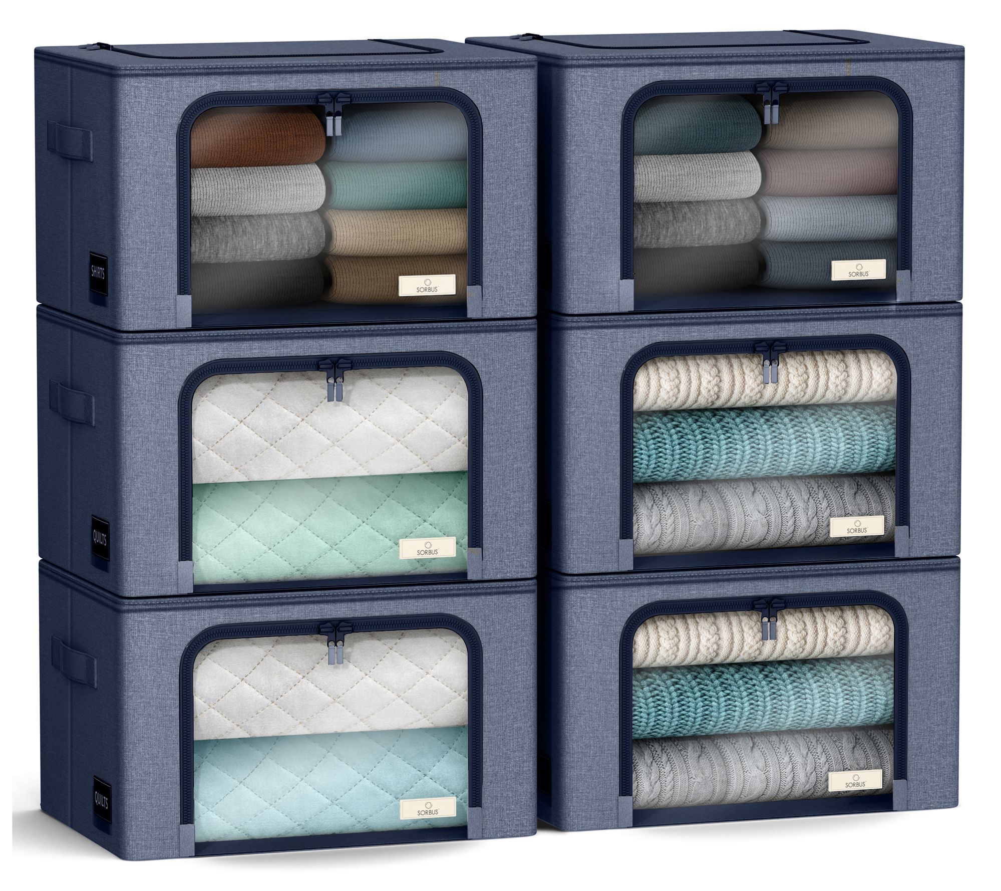 Sorbus 6pc Storage Bins with Metal Frame Windowand Handles