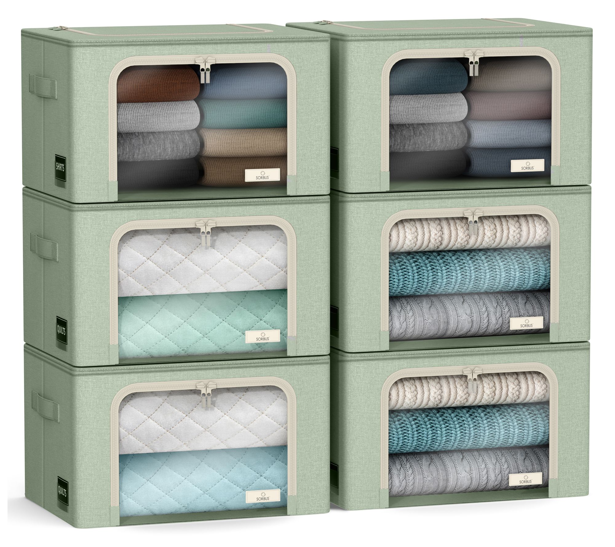 Sorbus 6pc Storage Bins with Metal Frame Windowand Handles