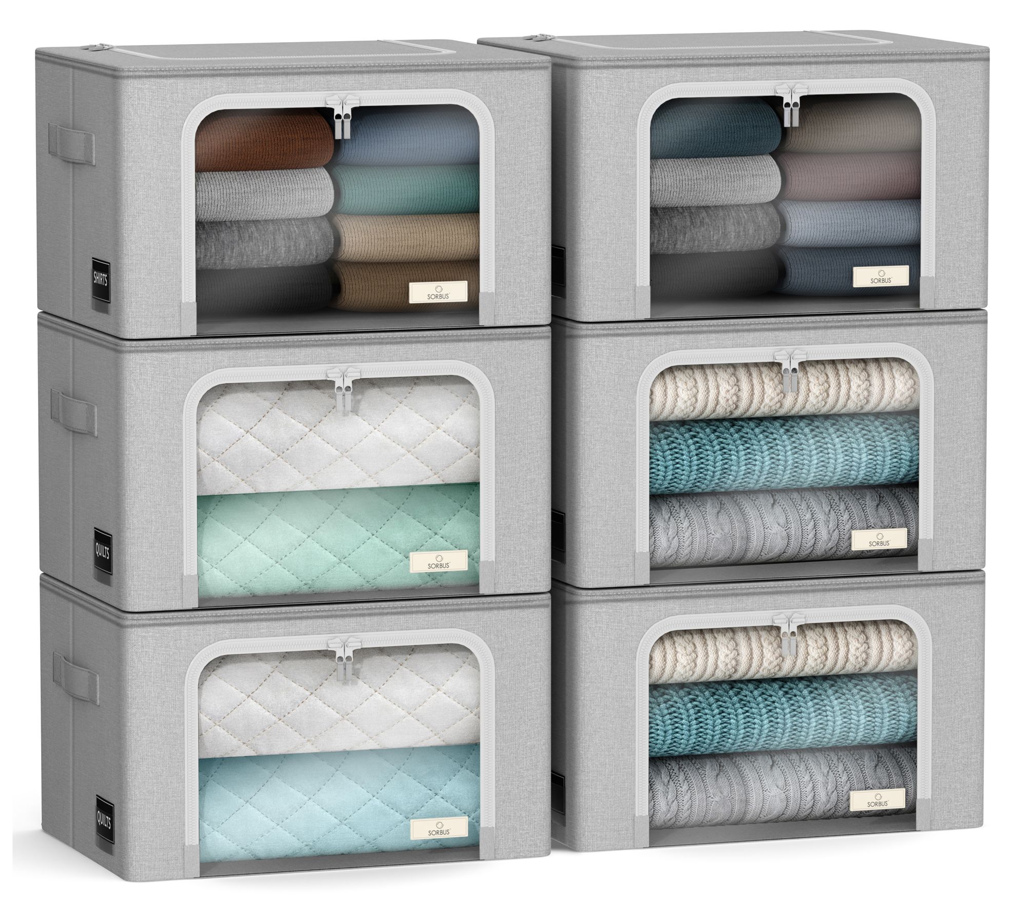 Sorbus 6pc Storage Bins with Metal Frame Windowand Handles