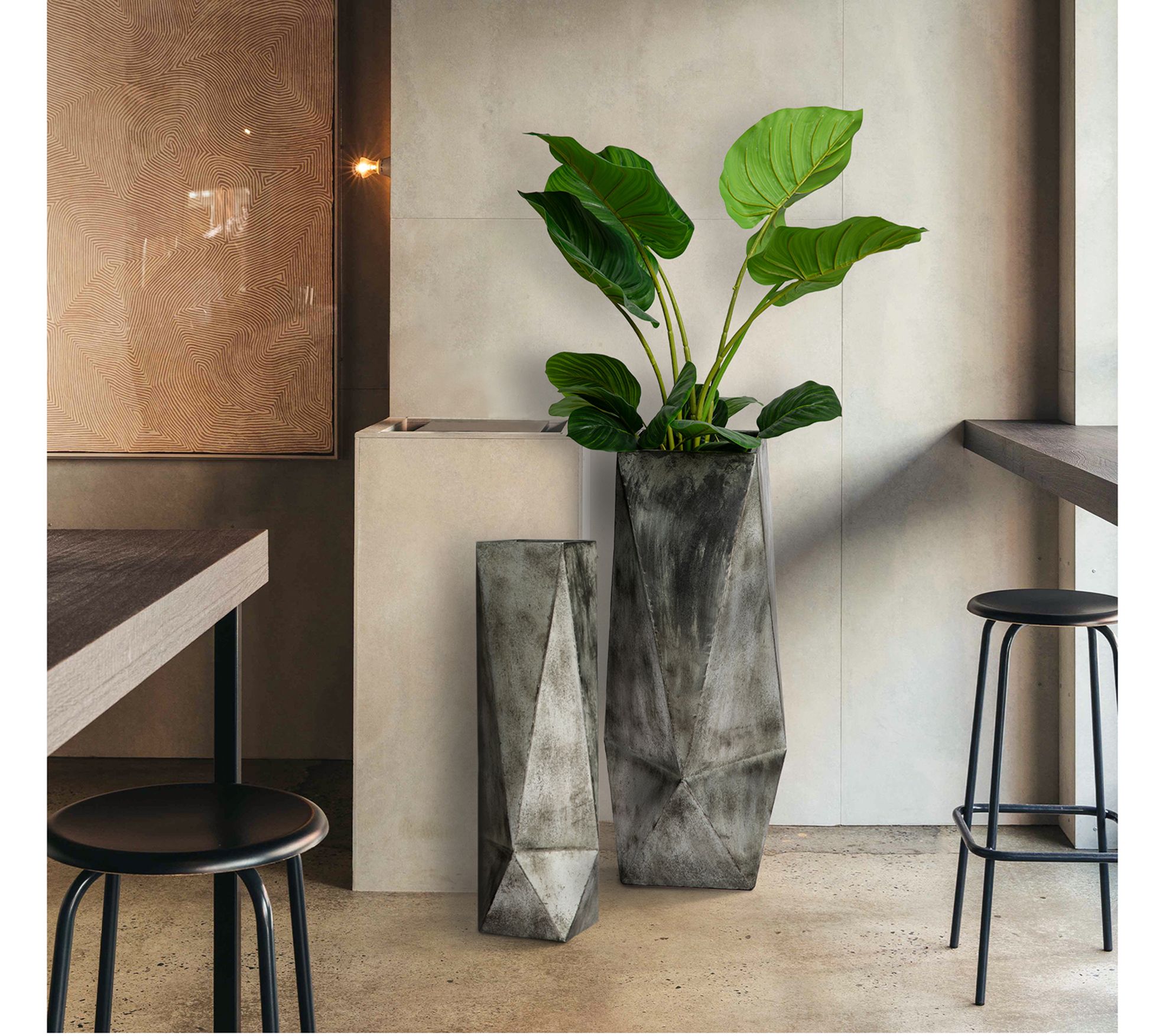 Glitzhome Metal Geometric Antique Floor Vases Set of 2