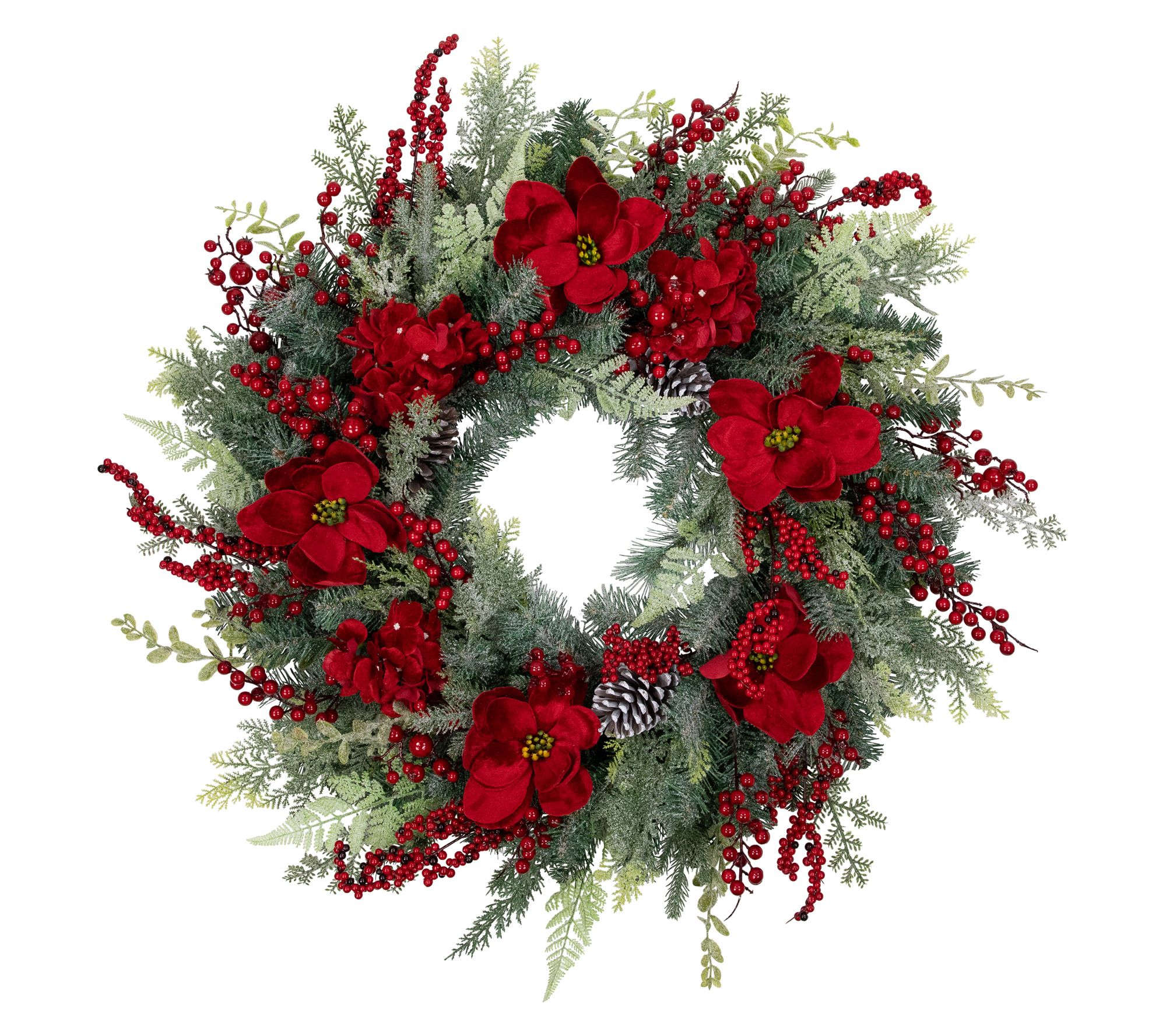 Northlight Poinsettia and Pinecone Christmas Wreath 38"