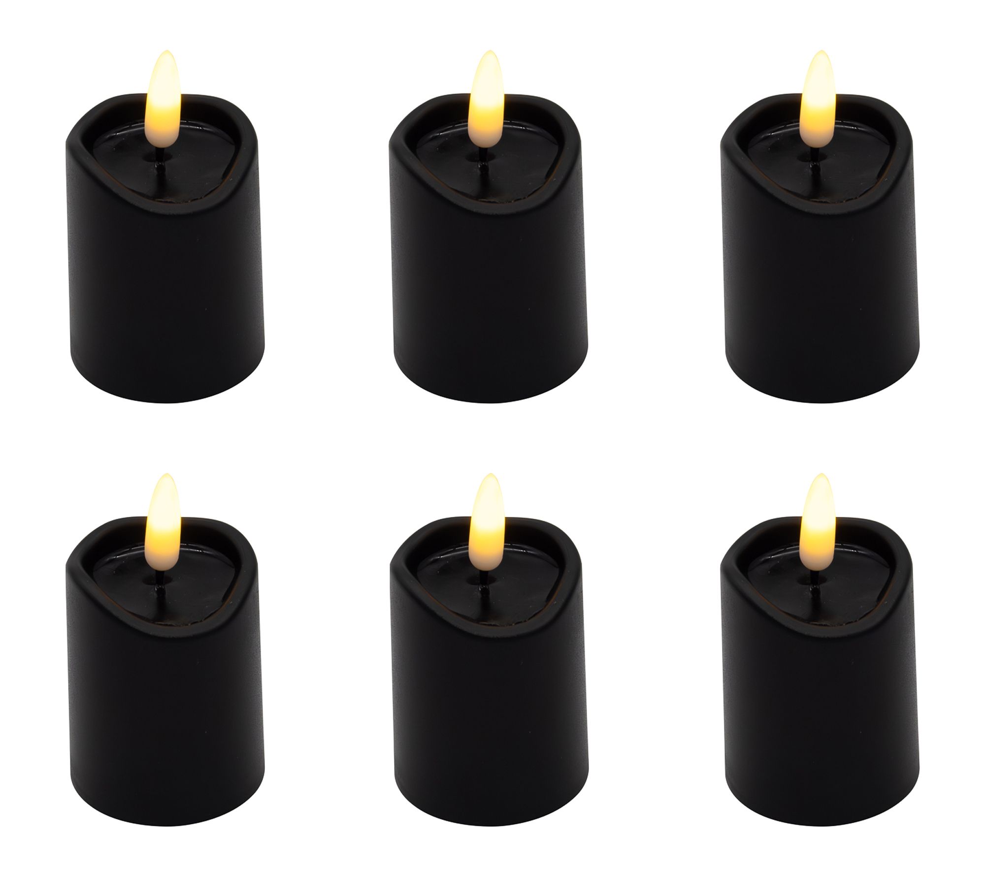 LumaBase 3D Wick Flame Mini Pillars Set of 6