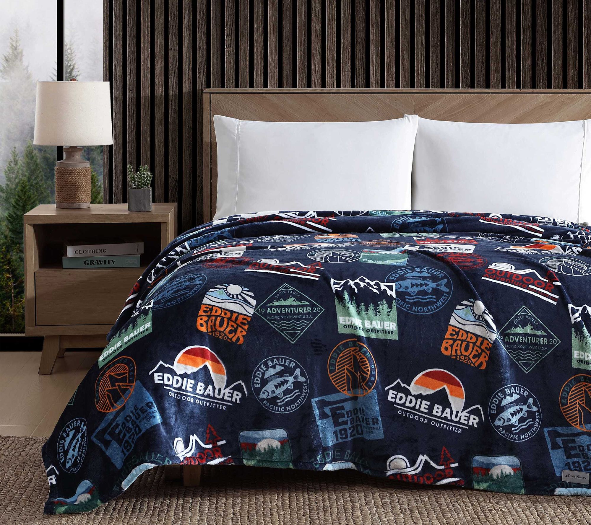Eddie Bauer Stamps Plush Fleece Twin Blanket