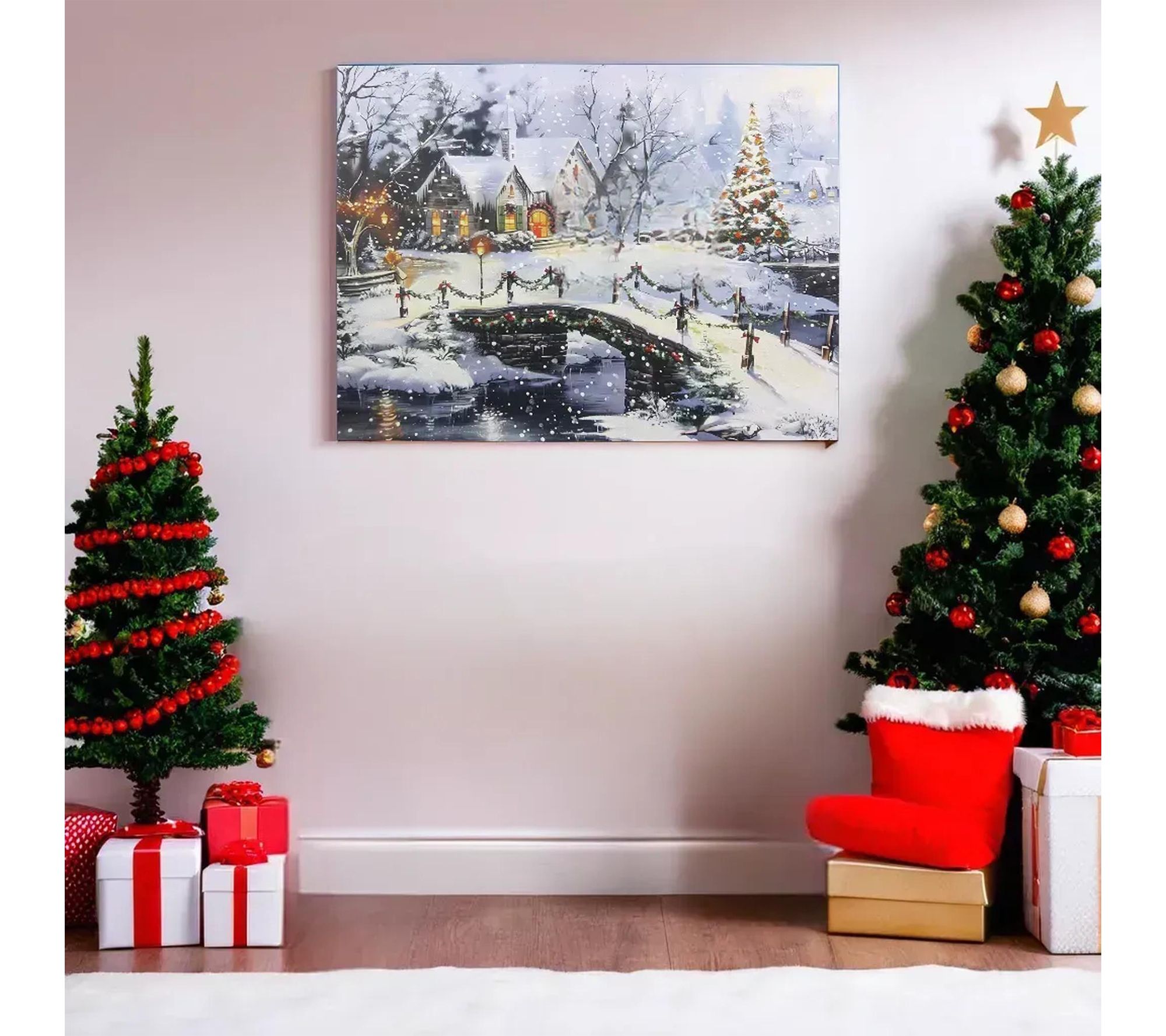 Young's Canvas Wall Art with Hand Painting LEDwith Timer