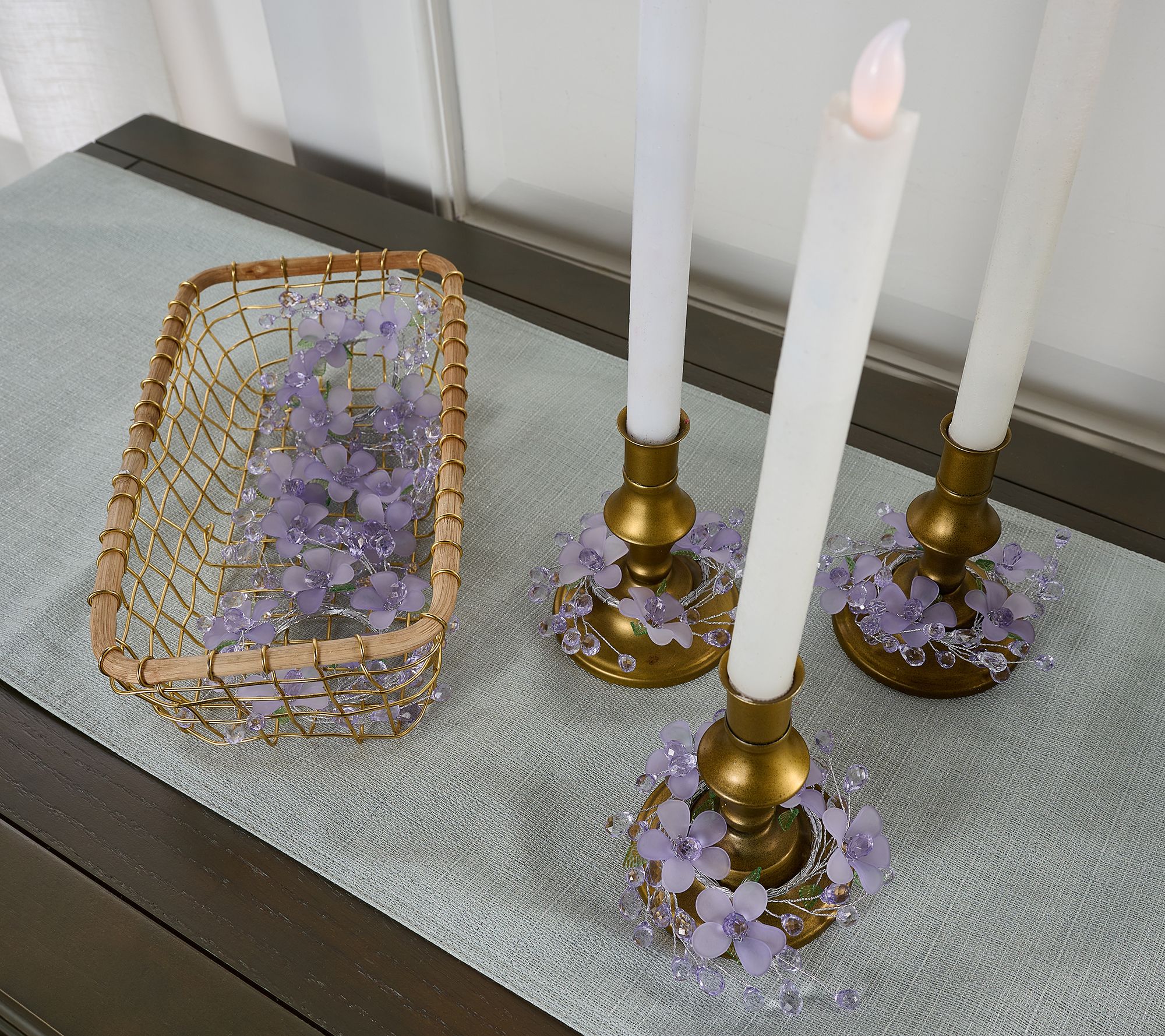  Set of 6 Frosted Flower & Faceted Bead Napkin Rings by Valerie