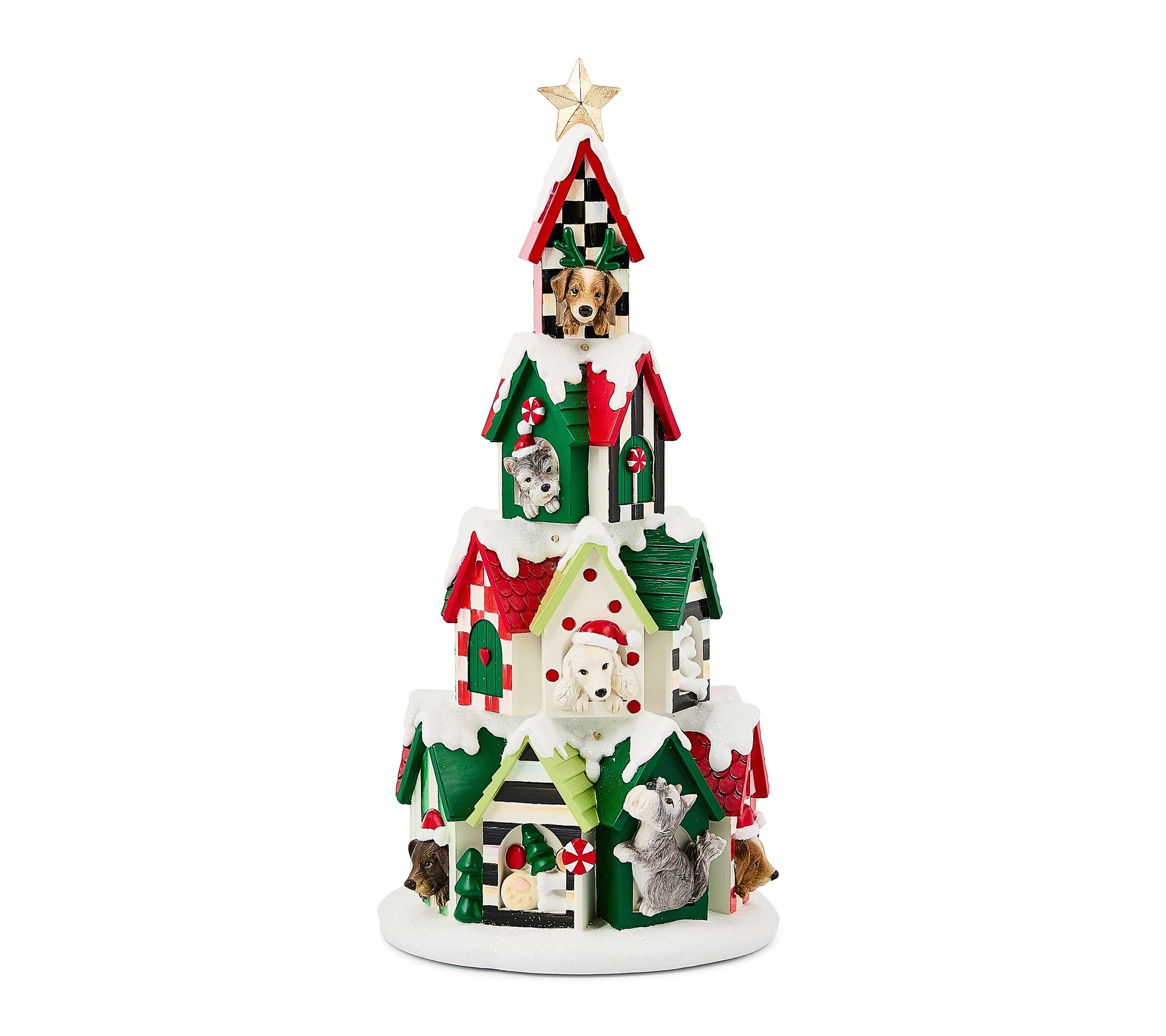 MacKenzie-Childs Check It Out Illuminated Dog House Tower