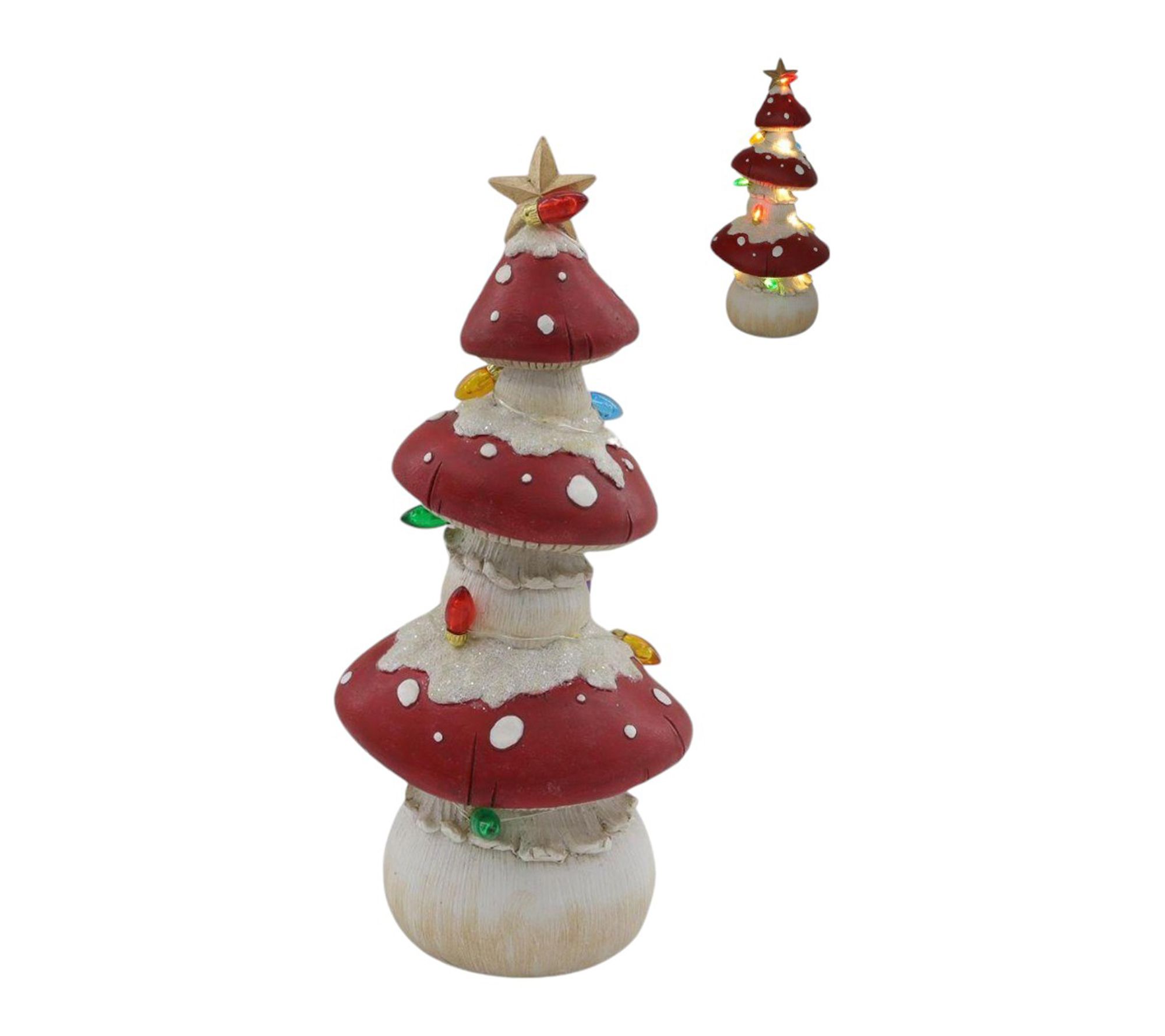 RC Home Decor 10.5" Light-Up Mushroom ChristmasTree Figurine